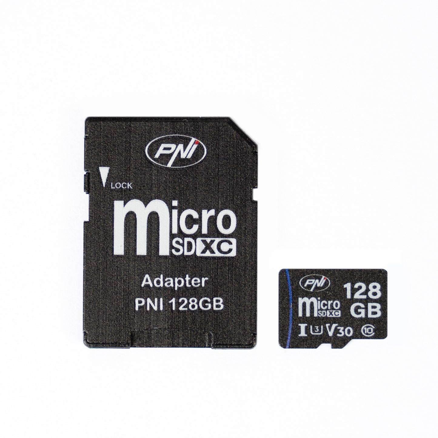 Pachet 2 bucati Card de memorie MicroSD PNI 128GB Clasa 10, 80 Mb/s, V30 cu adaptoare SD incluse