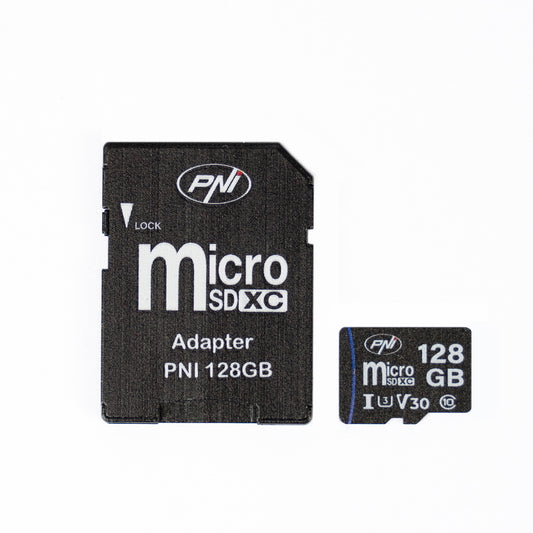 Pachet 2 bucati Card de memorie MicroSD PNI 128GB Clasa 10, 80 Mb/s, V30 cu adaptoare SD incluse