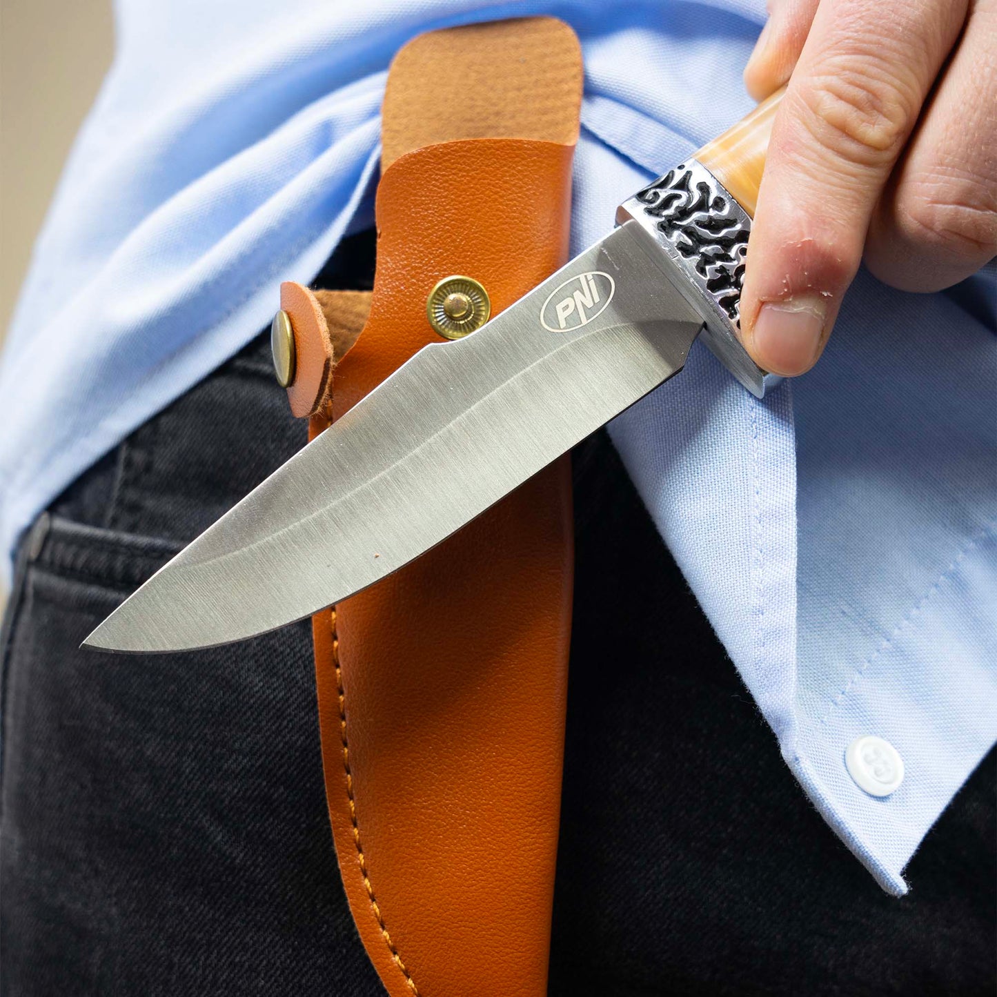 Cutit vanatoare PNI Hunting H100, lungime 215 mm, husa inclusa