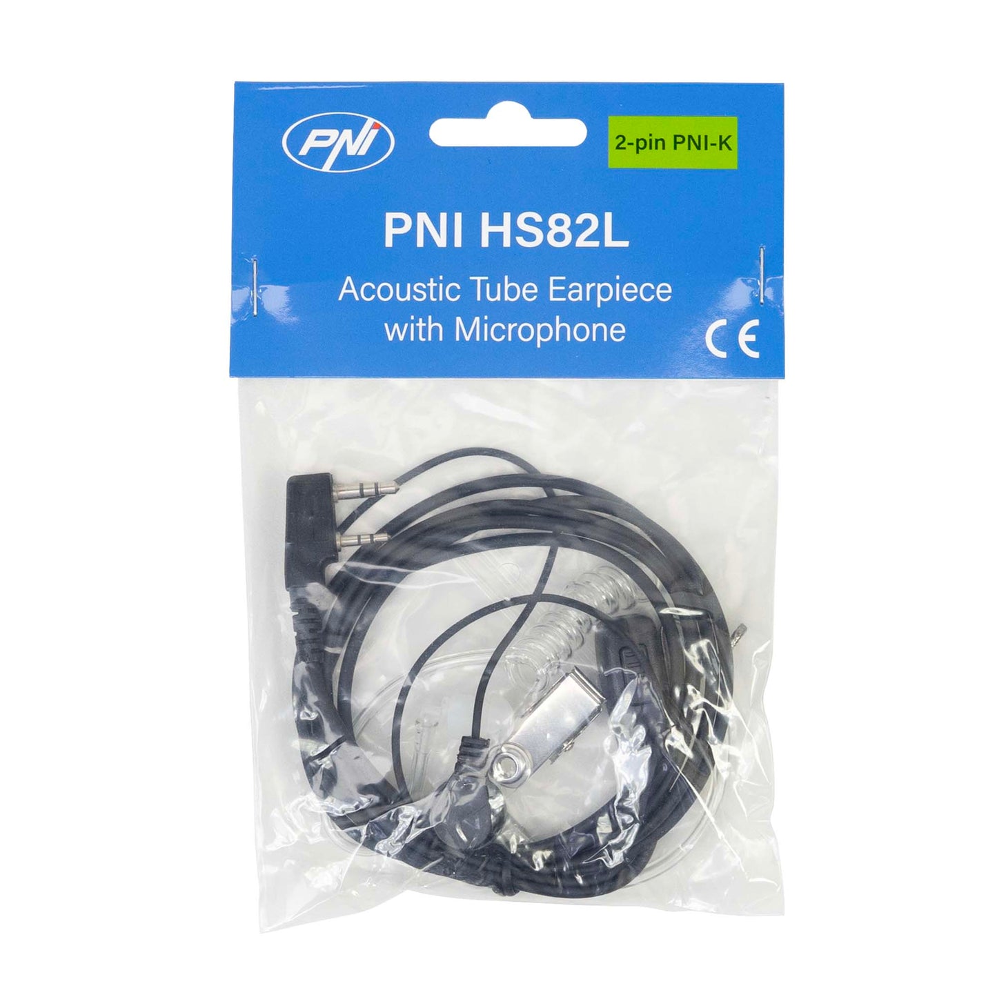 Casca cu microfon si tub acustic PNI HS82L cu 2 pini mufa PNI-K, lungime cablu 160 cm, negru