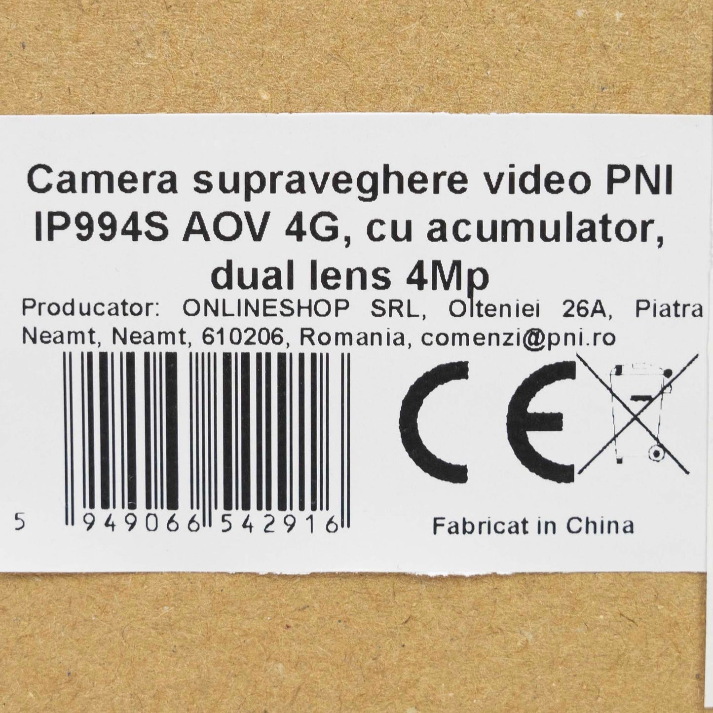 Camera supraveghere video PNI IP994S AOV 4G, 4MP dual lens, acumulator 10400 mAh, comunicare bidirectionala, IP66