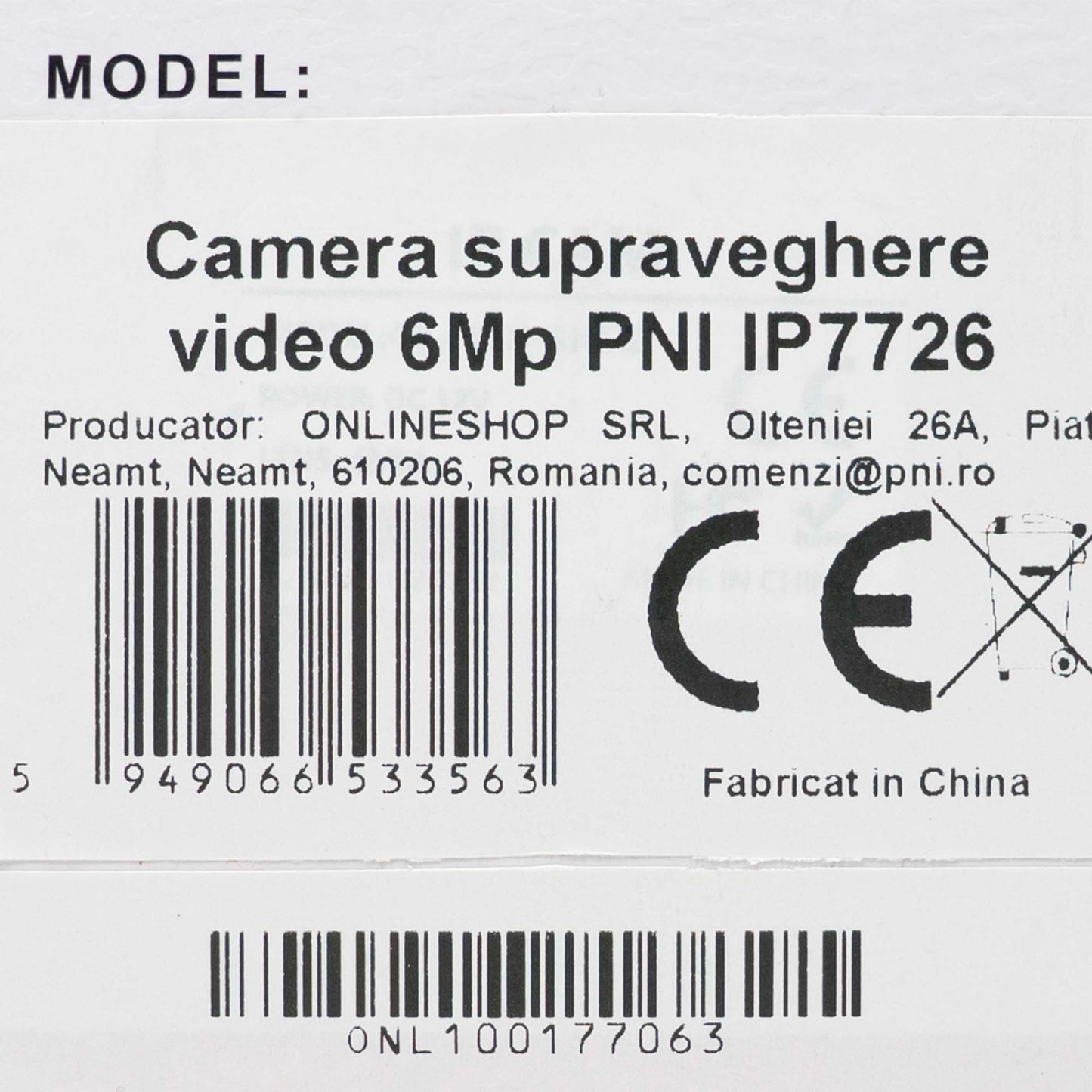 Camera supraveghere video PNI IP7726 6MP, 8 LED-uri BlackLight, lentila 4mm, 12V, pentru exterior, alb
