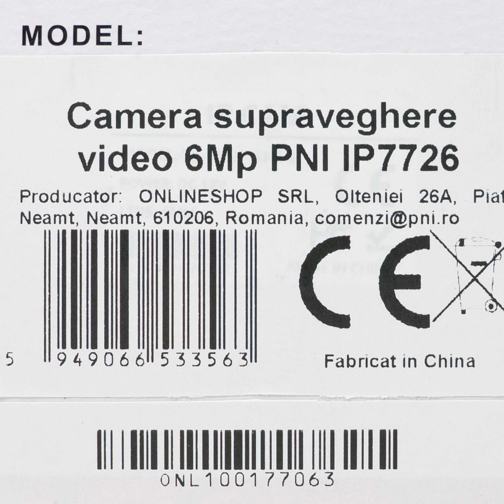 Camera supraveghere video PNI IP7726 6MP, 8 LED-uri BlackLight, lentila 4mm, 12V, pentru exterior, alb
