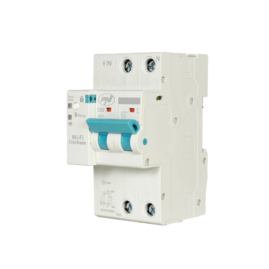 Siguranta automata inteligenta PNI SafeHome PT863 WiFi reglabila 1-63A, monofazat 230V, aplicatie mobil Tuya Smart, scenarii si automatizari smart cu alte produse compatibile Tuya, Alexa si Google Assistant