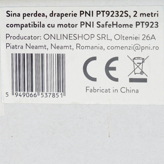 Sina perdea, draperie PNI PT9232S lungime 2m, compatibila cu motor inteligent PNI SafeHome PT923