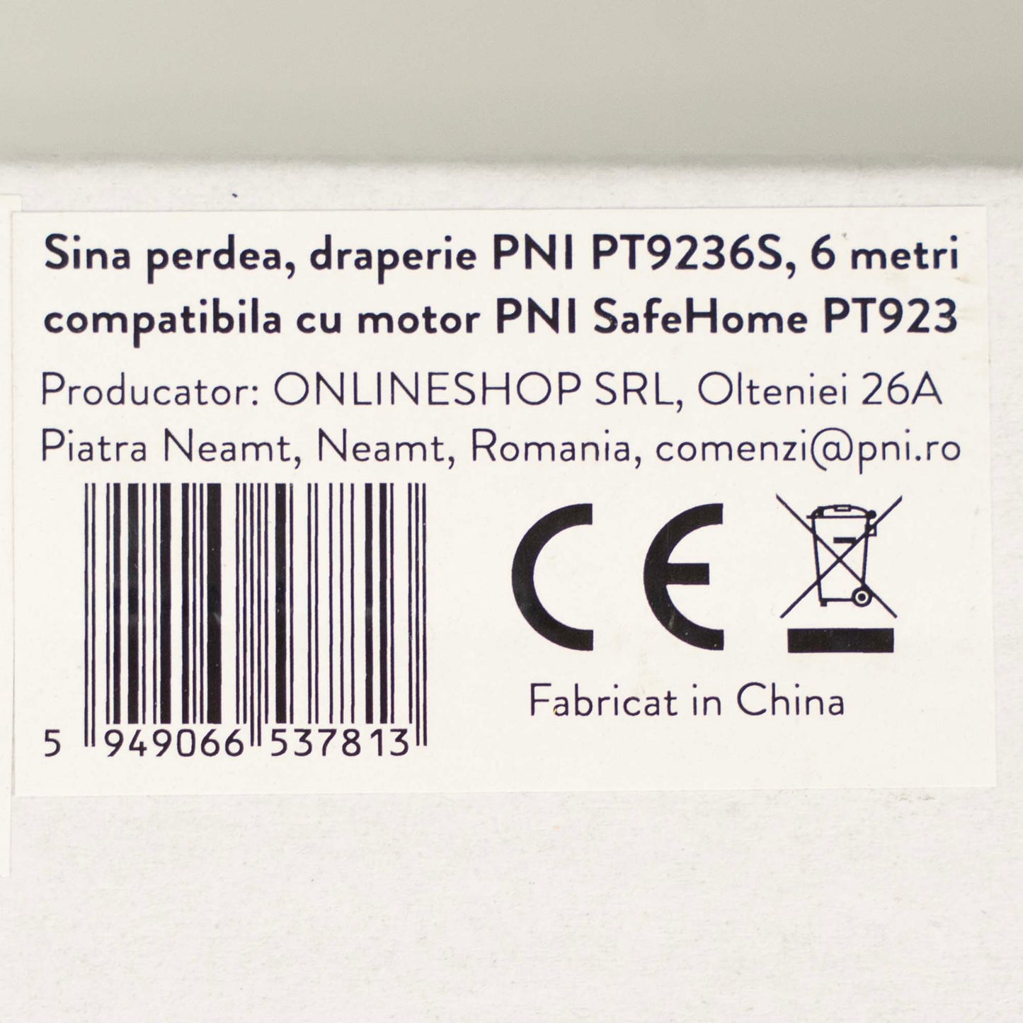Sina perdea, draperie PNI PT9236S lungime 6m, compatibila cu motor inteligent PNI SafeHome PT923