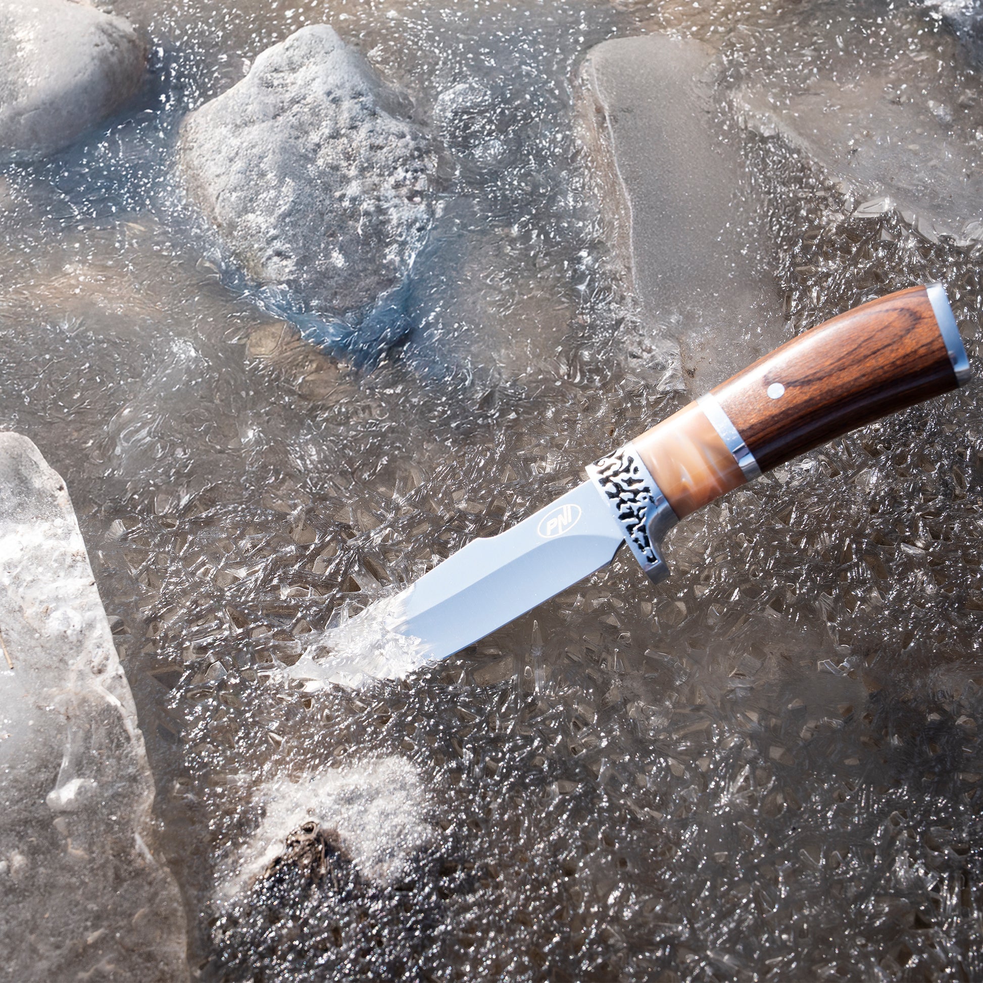 Cutit vanatoare PNI Hunting H100, lungime 215 mm, husa inclusa