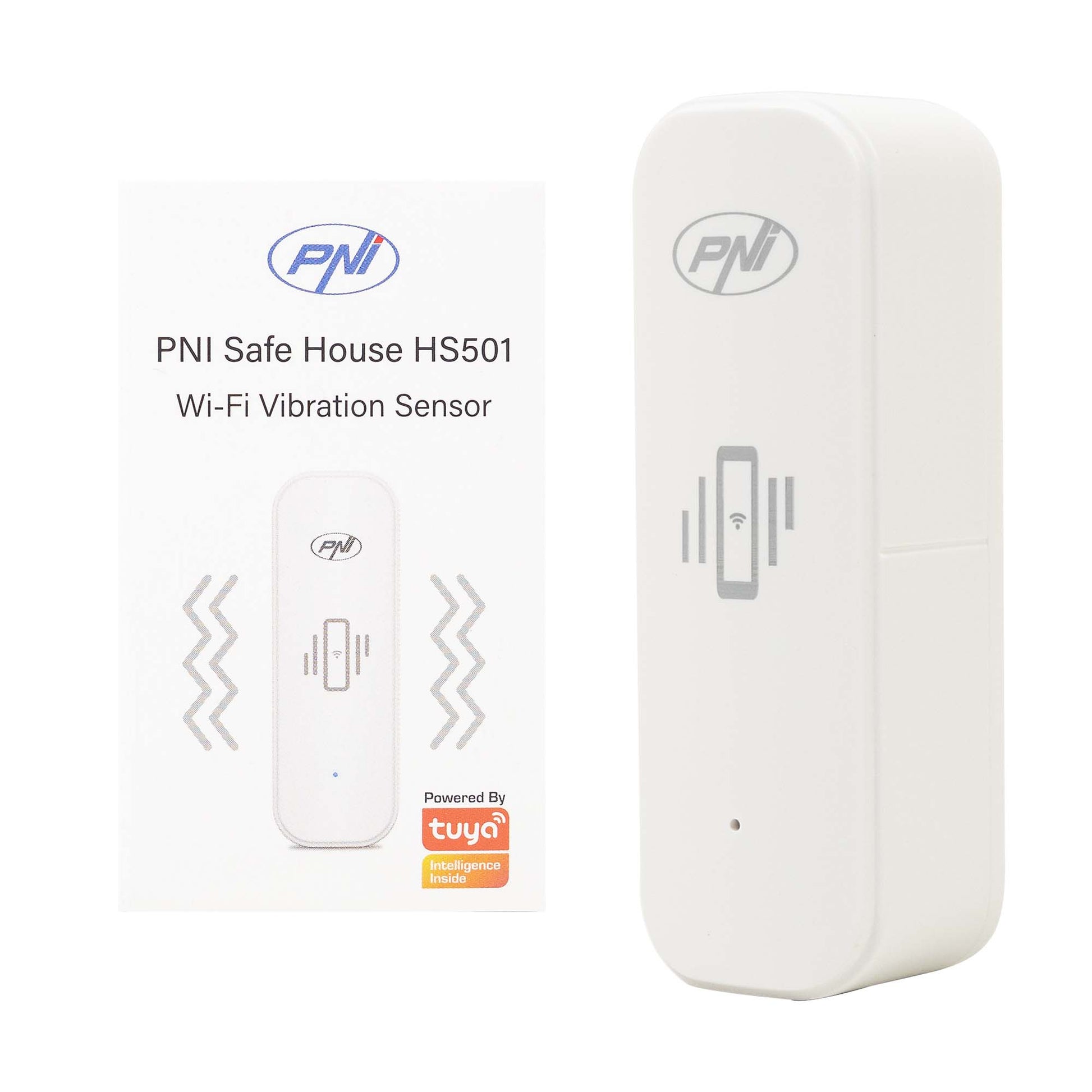 Senzor de vibratie PNI SafeHouse HS501 cu Wi-Fi, compatibil aplicatia Tuya, alimentare 3V