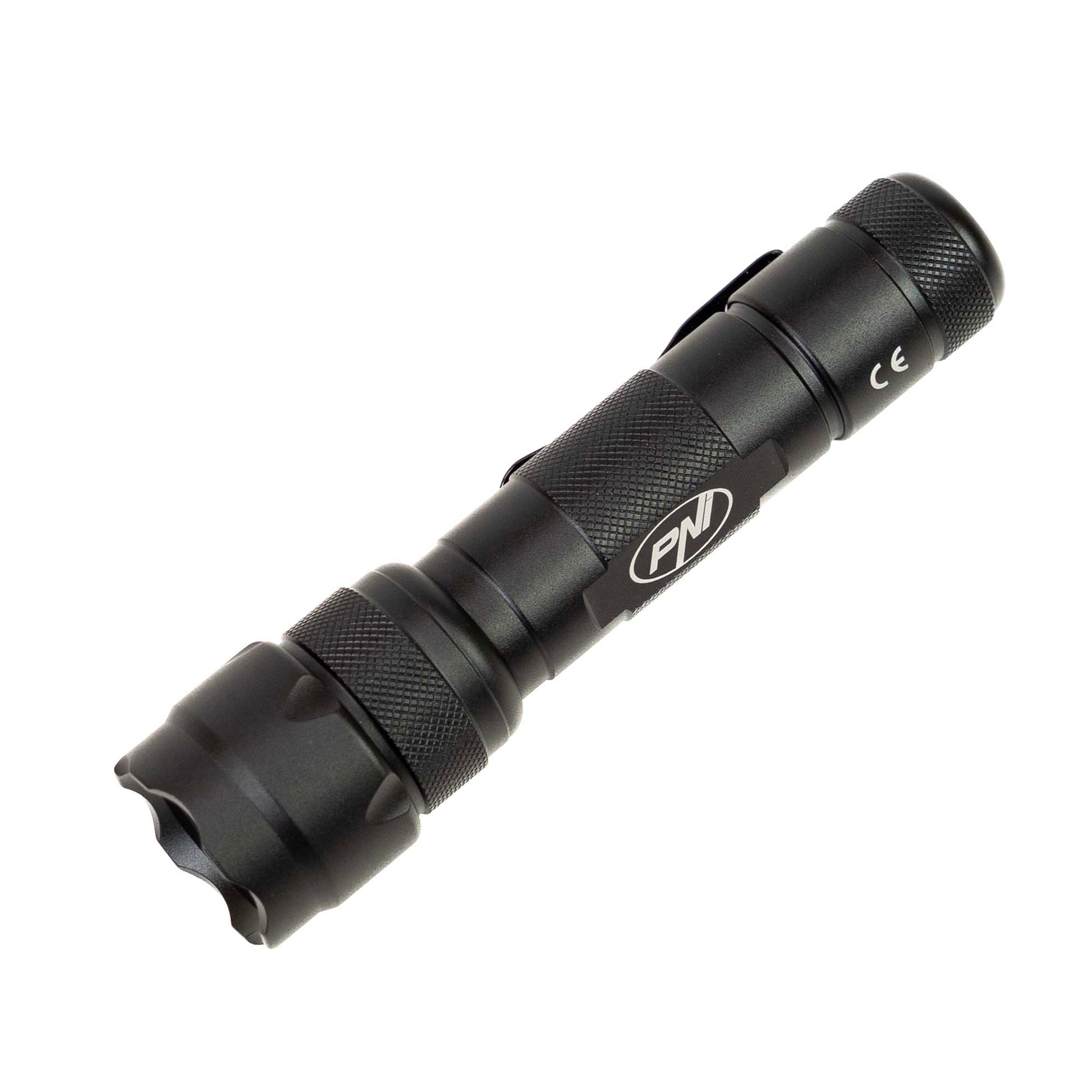 Lanterna PNI Adventure FDW48 cu LED, aluminiu, acumulator 3000 mAh, cu incarcator acumulator inclus, negru