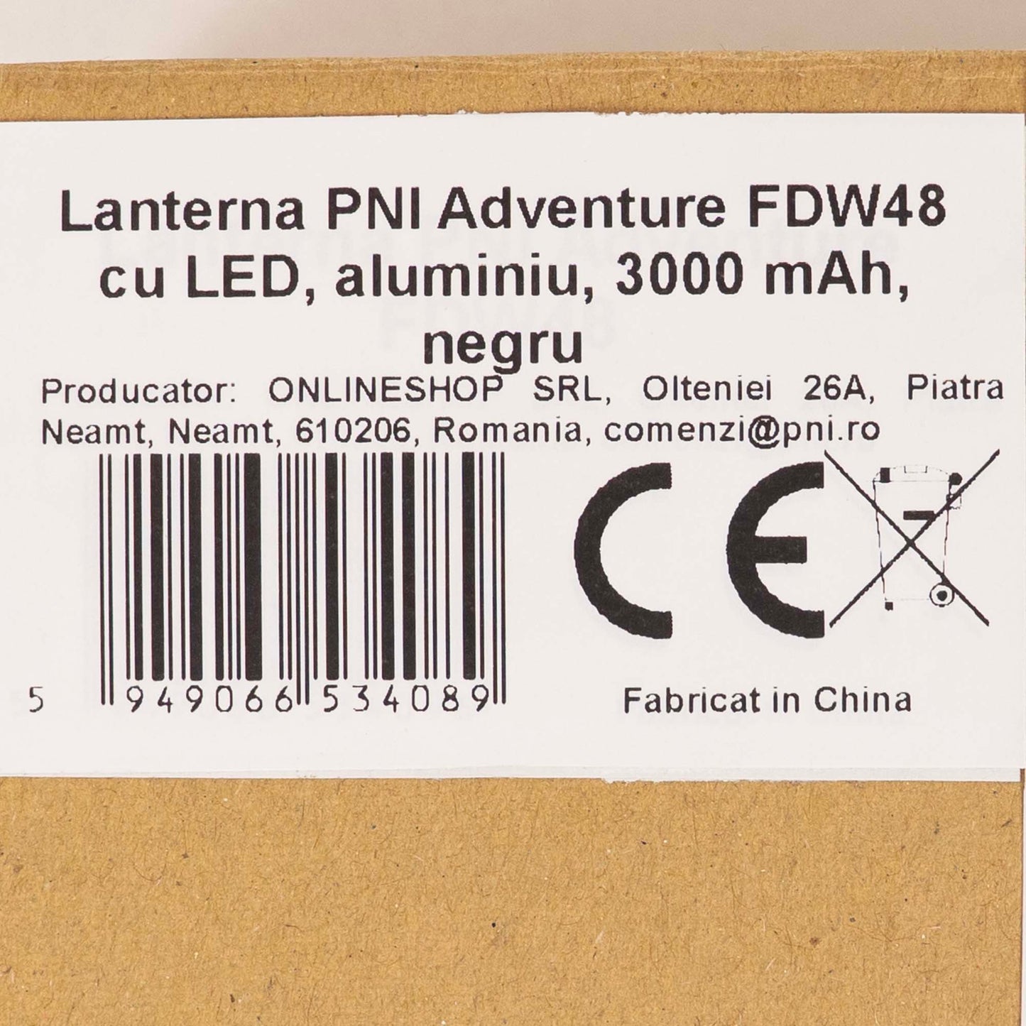Lanterna PNI Adventure FDW48 cu LED, aluminiu, acumulator 3000 mAh, cu incarcator acumulator inclus, negru
