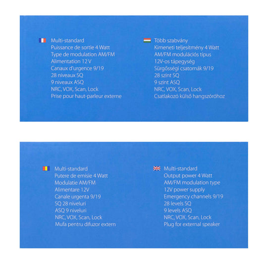 Statie radio CB PNI Escort HP 6500 PRO, multi-standard, VOX, NRC, 4W, AM-FM, 12V, SQ, ASQ, mufa de bricheta inclusa