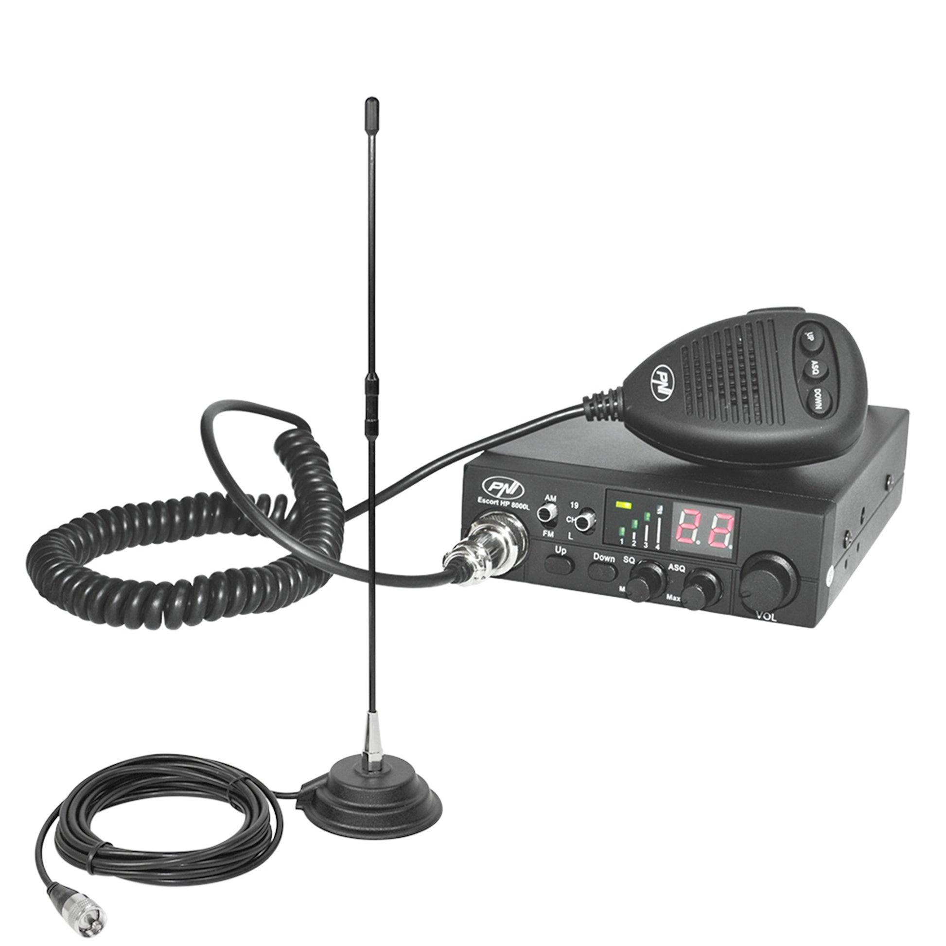 Pachet Statie radio CB PNI Escort HP 8000L ASQ + Antena CB PNI Extra 40 cu magnet