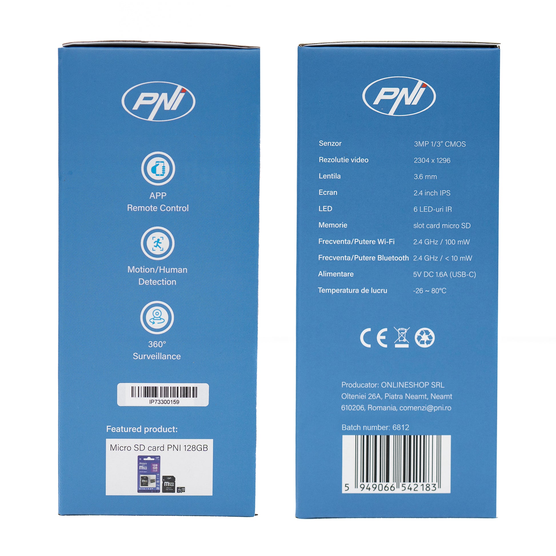 Camera supraveghere video PNI IP733 3MP, audio si video bidirectional, cu buton apelare prin Bluetooth, ecran, functie baby monitor