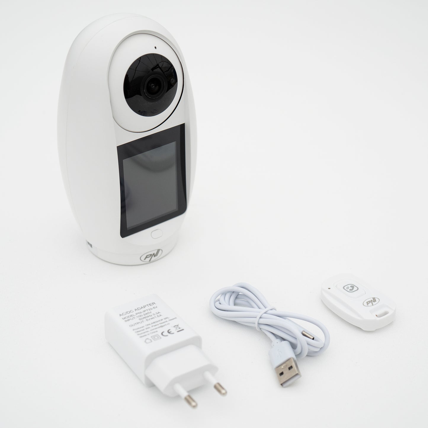 Camera supraveghere video PNI IP733 3MP, audio si video bidirectional, cu buton apelare prin Bluetooth, ecran, functie baby monitor
