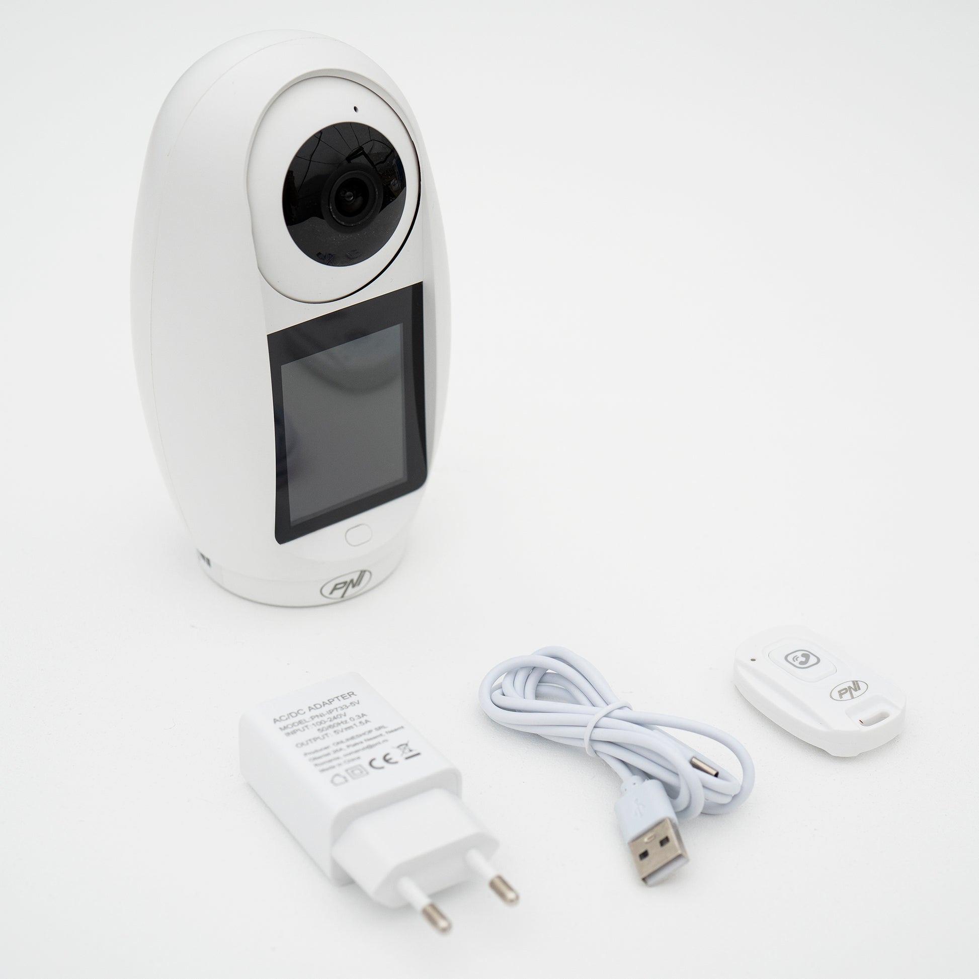 Camera supraveghere video PNI IP733 3MP, audio si video bidirectional, cu buton apelare prin Bluetooth, ecran, functie baby monitor