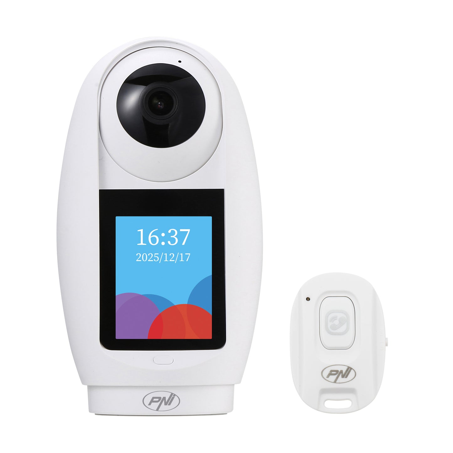 Camera supraveghere video PNI IP733 3MP, audio si video bidirectional, cu buton apelare prin Bluetooth, ecran, functie baby monitor