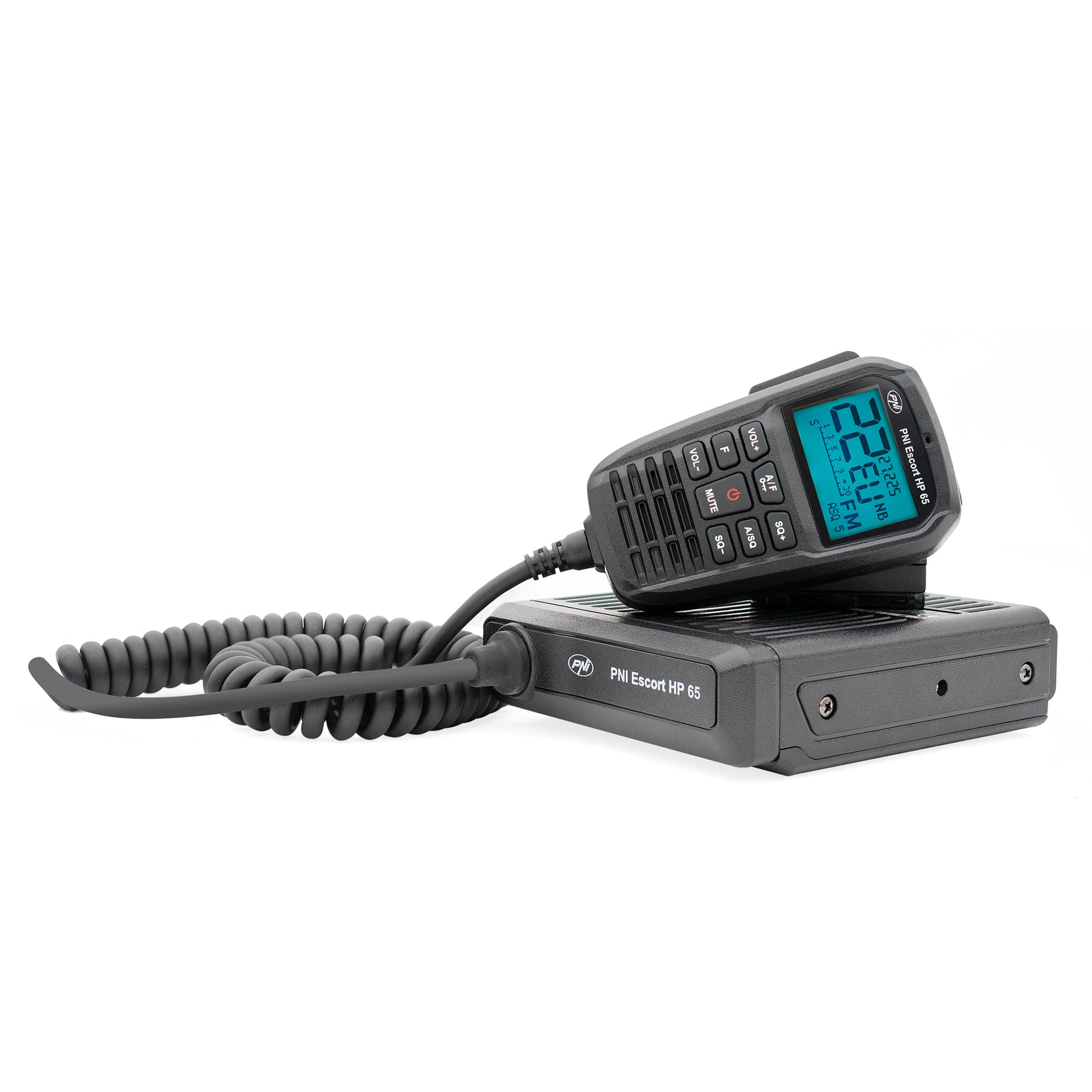 Statie radio CB PNI Escort HP 65 ASQ, multi-norma, Noise Blanker, ASQ, SQ reglabil, 12 V - 24 V, mufa de bricheta inclusa