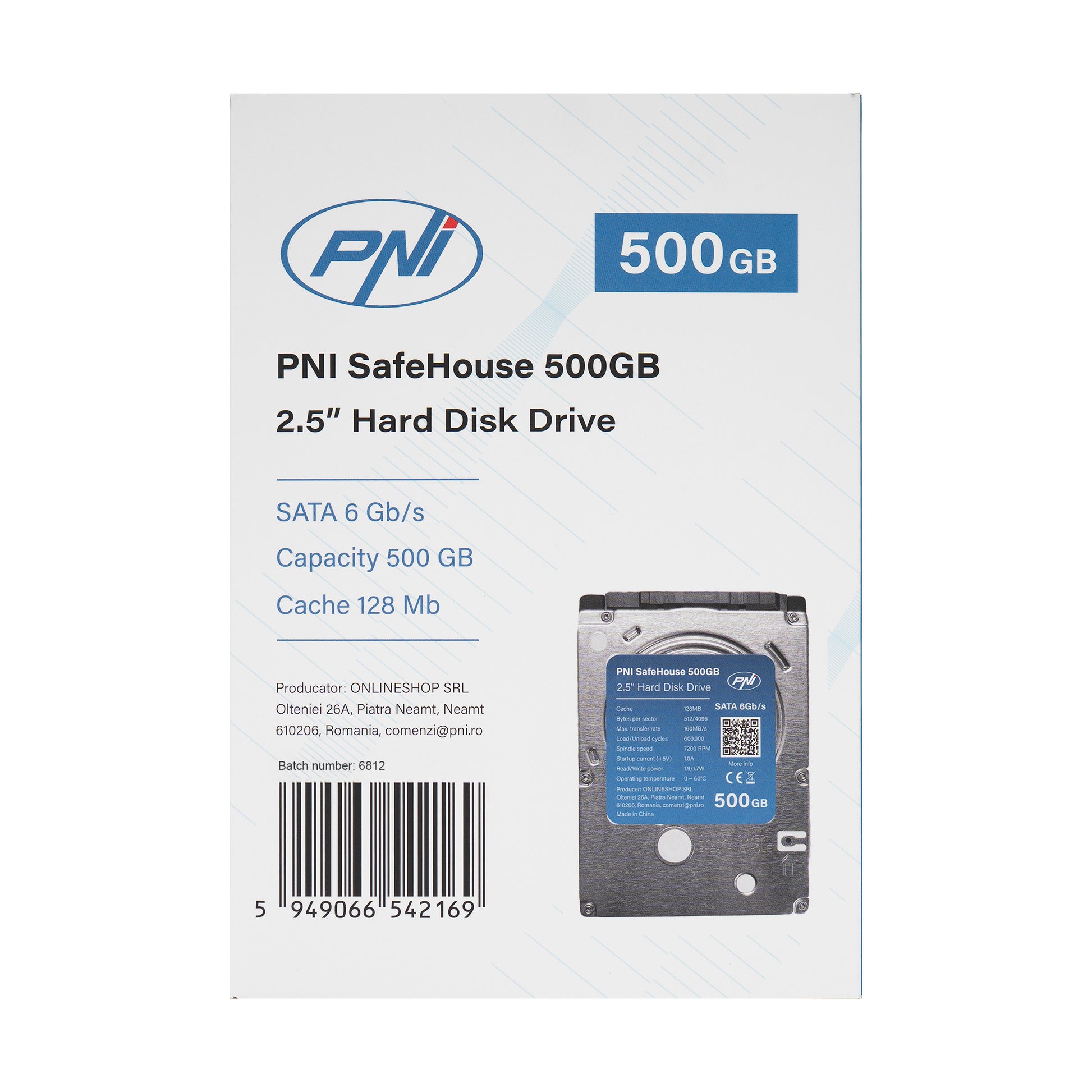 Hard Disk intern PNI SafeHouse 500GB 2.5&#34;, SATA 6GB/s, capacitate 500GB, cache 128MB
