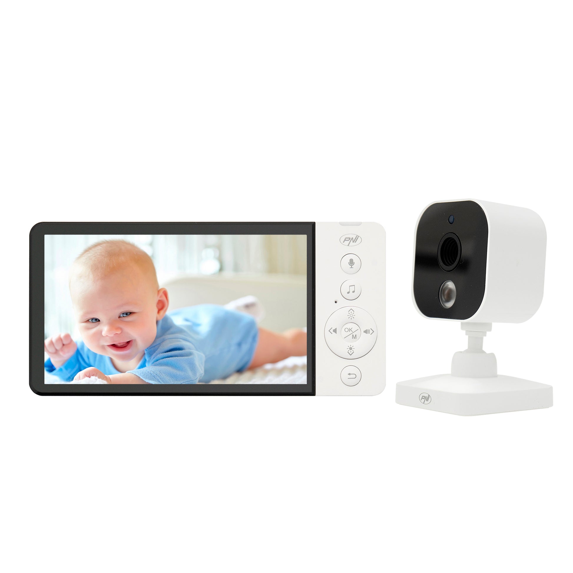 Video Baby Monitor PNI BM500 ecran 5 inch wireless 2.4 GHz, senzor temperatura, VOX, vedere nocturna, functie zoom, cantece de leagan