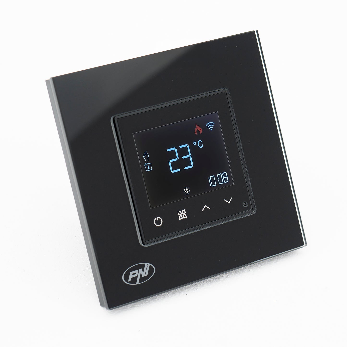 Termostat inteligent PNI CT25B WiFi pentru centrala termica pe gaz, montaj incastrat, 16A, control din aplicatia Tuya Smart, programare zilnica, mod manual/automat, culoare negru