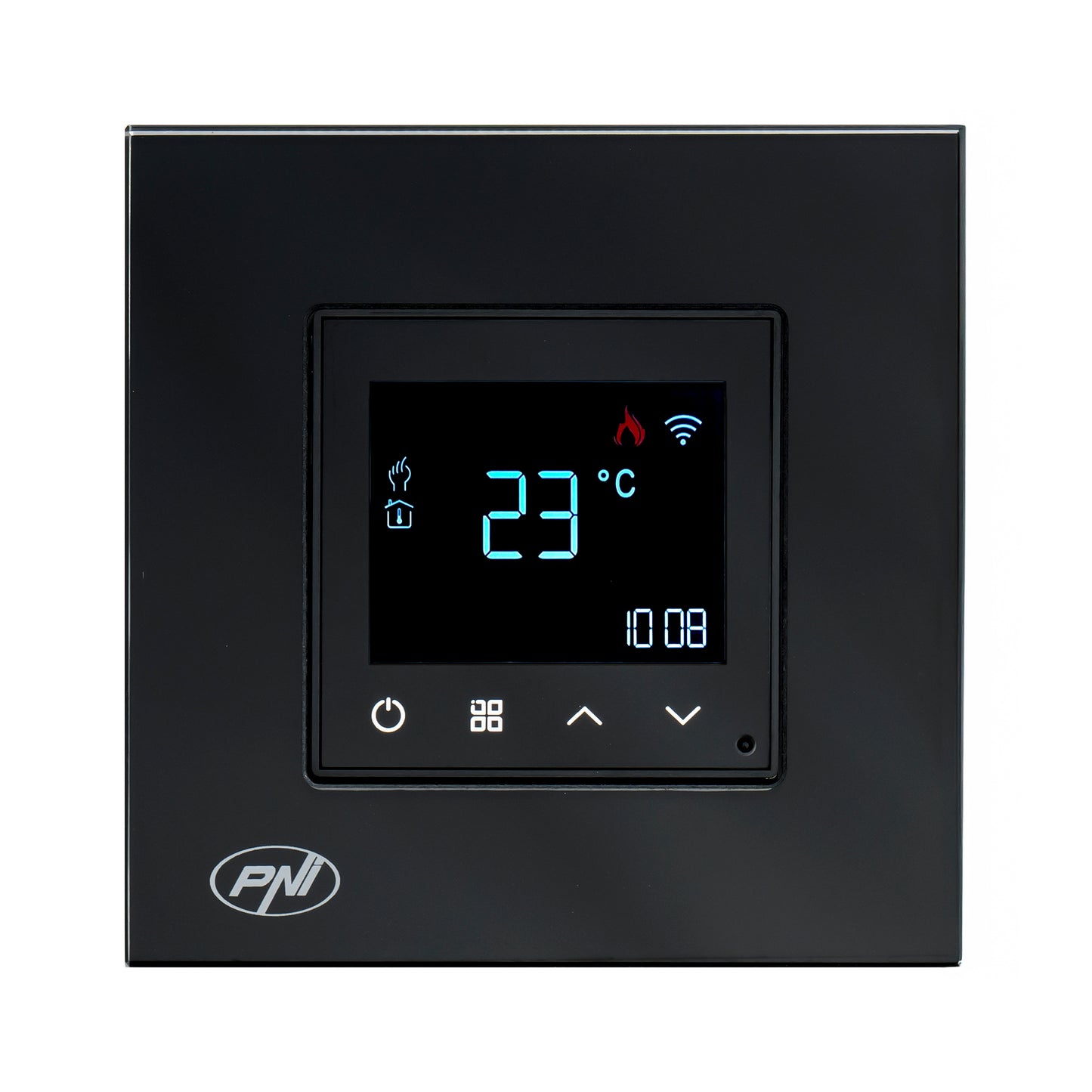 Termostat inteligent PNI CT25B WiFi pentru centrala termica pe gaz, montaj incastrat, 16A, control din aplicatia Tuya Smart, programare zilnica, mod manual/automat, culoare negru