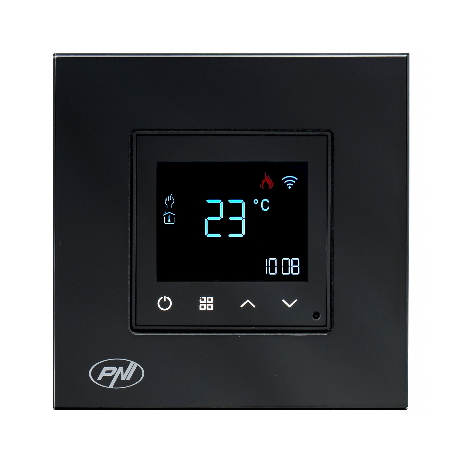 Termostat inteligent PNI CT25B WiFi pentru centrala termica pe gaz, montaj incastrat, 16A, control din aplicatia Tuya Smart, programare zilnica, mod manual/automat, culoare negru