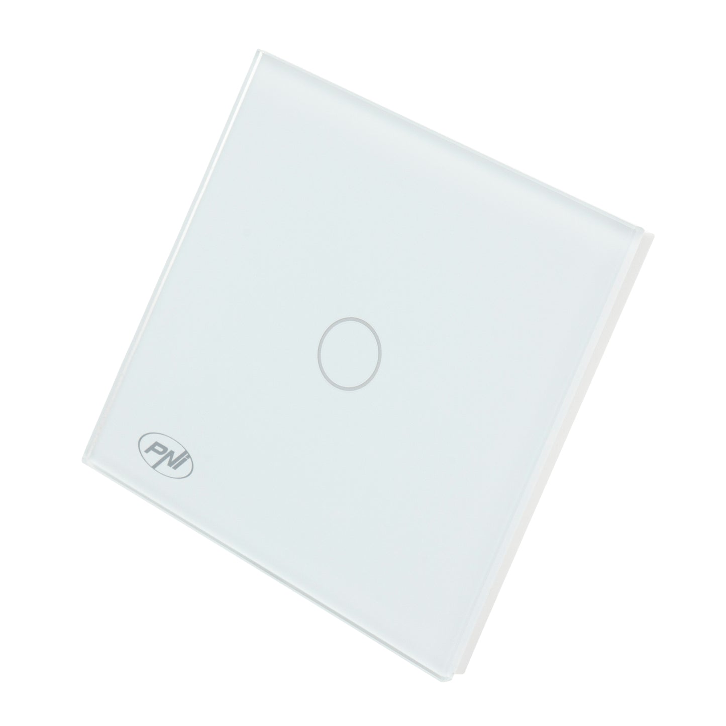 Intrerupator cap scara si cap cruce simplu cu touch PNI CS101W din sticla, alb cu LED indicator, 800W