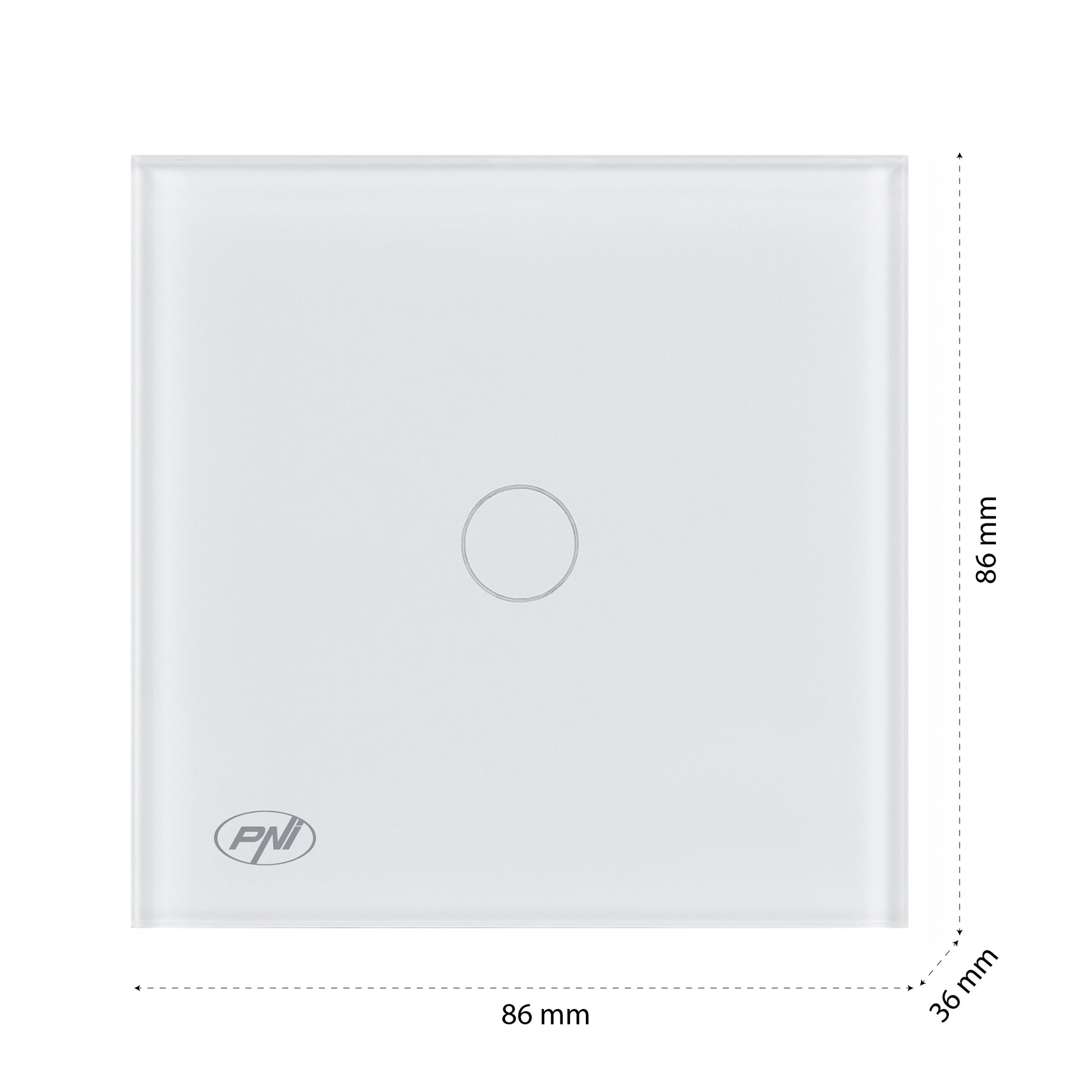 Intrerupator cap scara si cap cruce simplu cu touch PNI CS101W din sticla, alb cu LED indicator, 800W