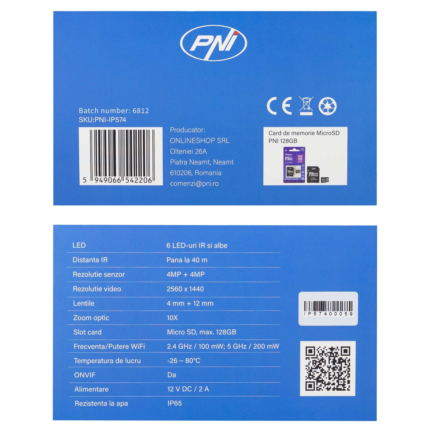 Camera supraveghere video PNI House IP574 cu Wi-Fi, PTZ, dual lens 4MP + 4MP, zoom optic 10X, IP65