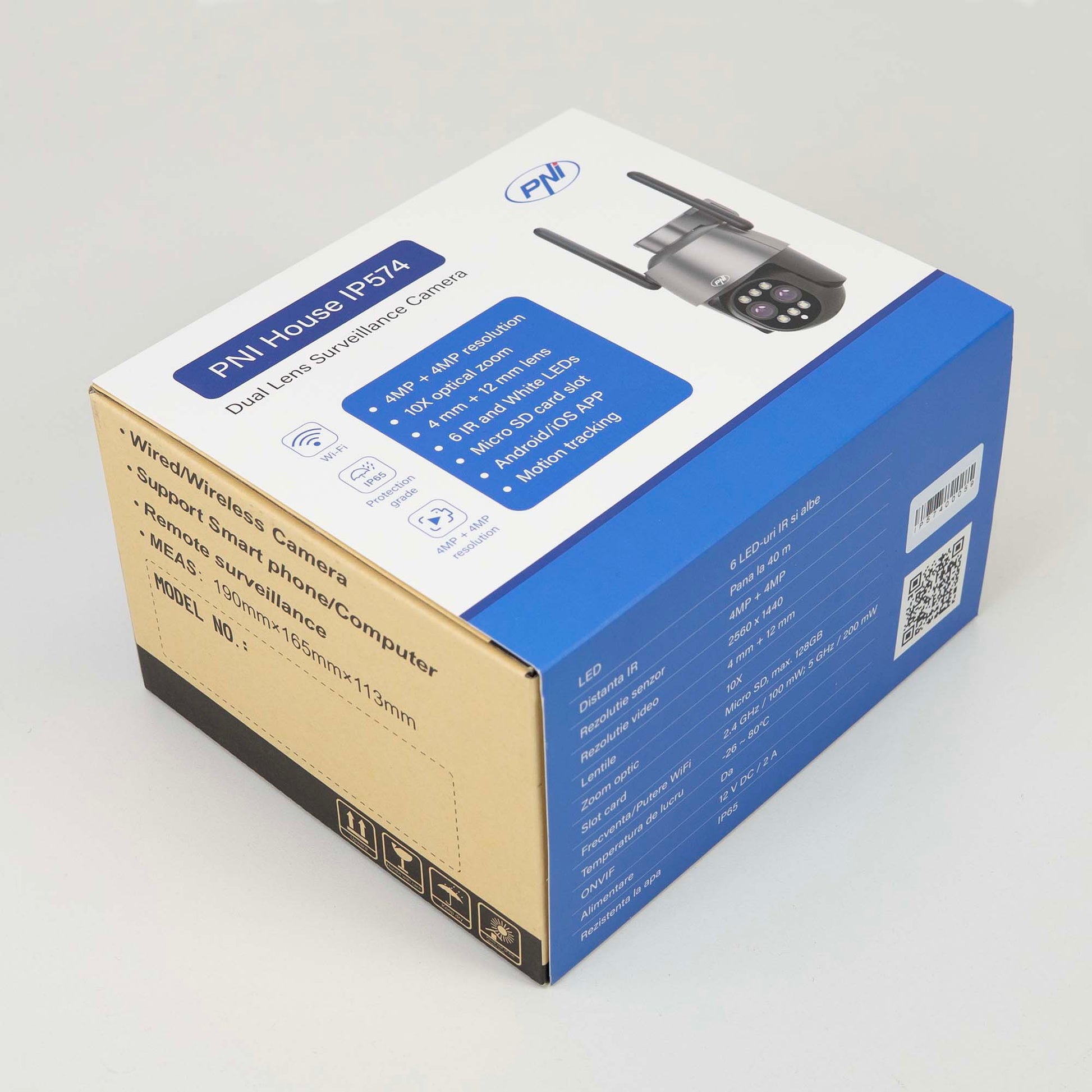 Camera supraveghere video PNI House IP574 cu Wi-Fi, PTZ, dual lens 4MP + 4MP, zoom optic 10X, IP65