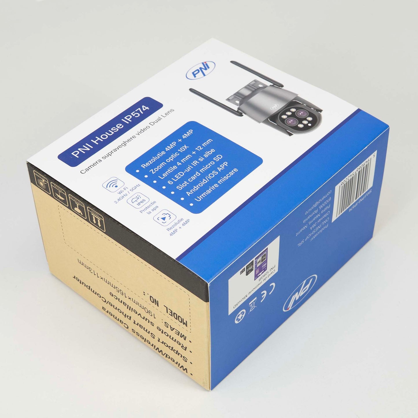 Camera supraveghere video PNI House IP574 cu Wi-Fi, PTZ, dual lens 4MP + 4MP, zoom optic 10X, IP65