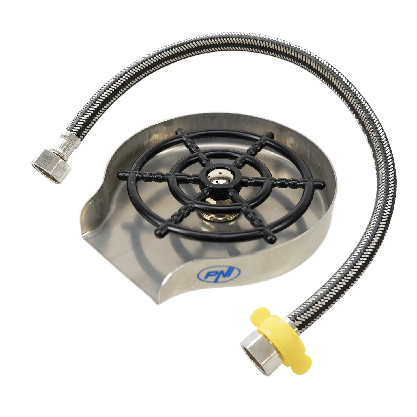 Dispozitiv spalare pahare PNI GW200 pentru bar, restaurant, bucatarie, clatire si spalare rapida, jet cu presiune, racord flexibil inclus, plastic ABS si otel inoxidabil, negru