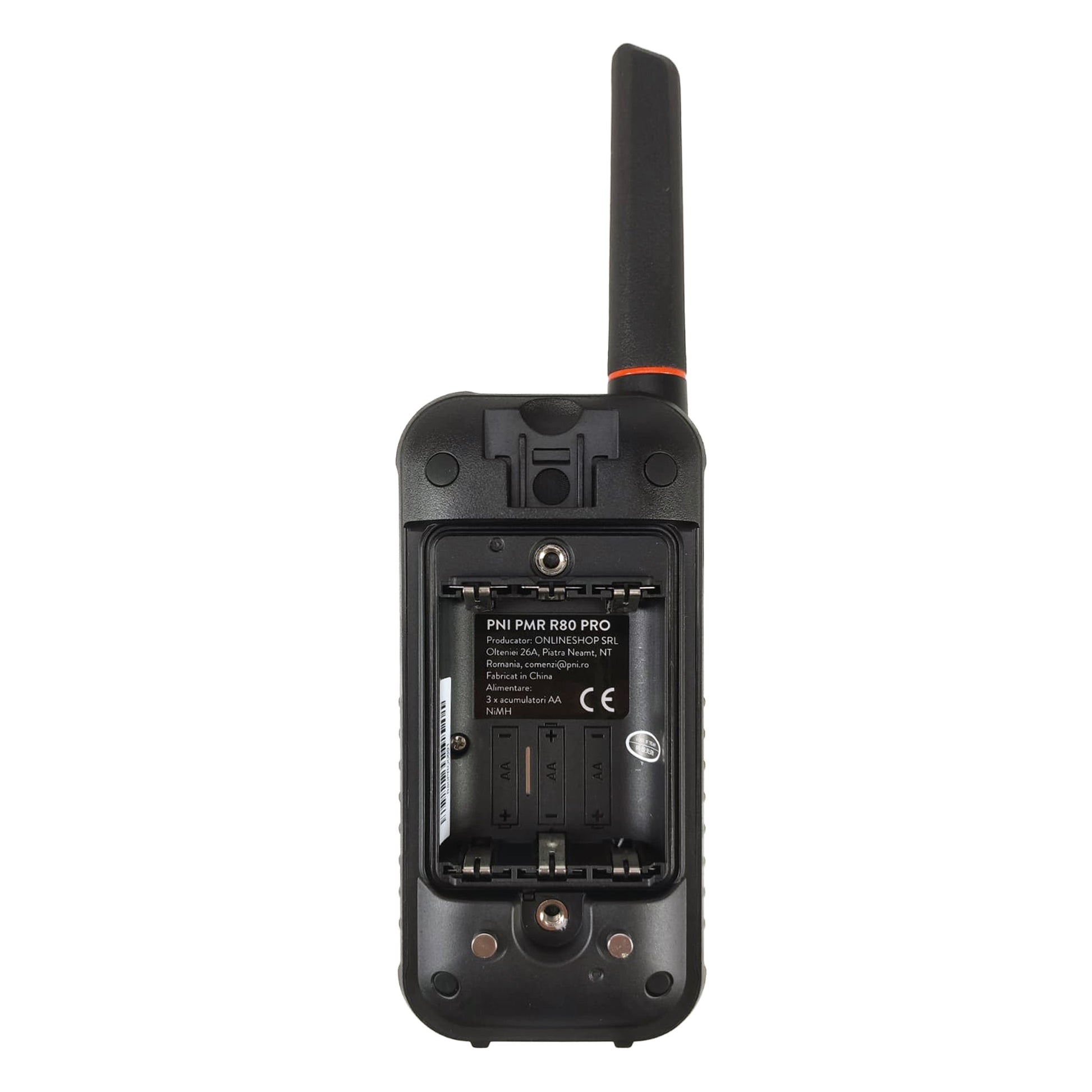 Statie radio portabila PNI PMR R80 PRO, set cu 2 bucati, 0.5W, 16 canale, Waterproof IP67, cu lanterna LED, buton SOS, VOX, USB-C
