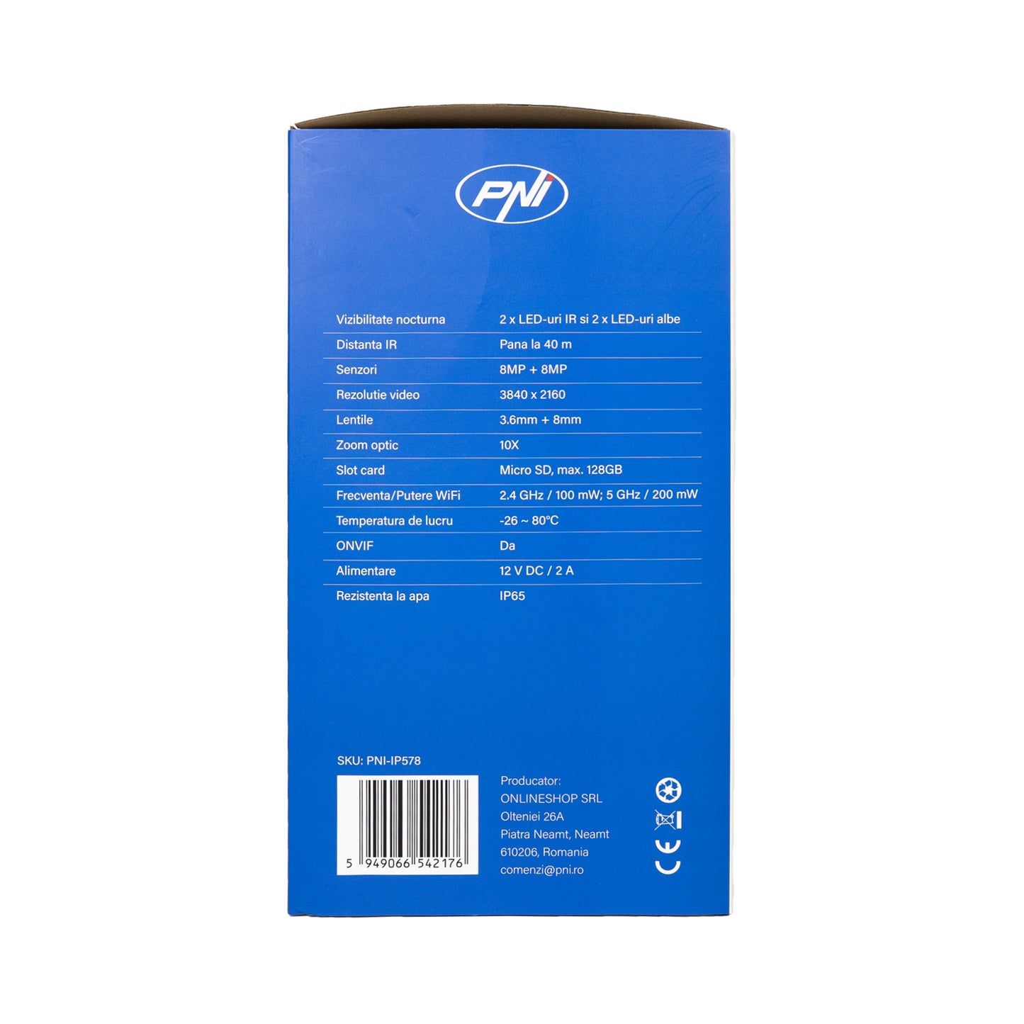 Camera supraveghere video PNI House IP578 cu Wi-Fi, PTZ, dual lens 8MP + 8MP, zoom optic 10X
