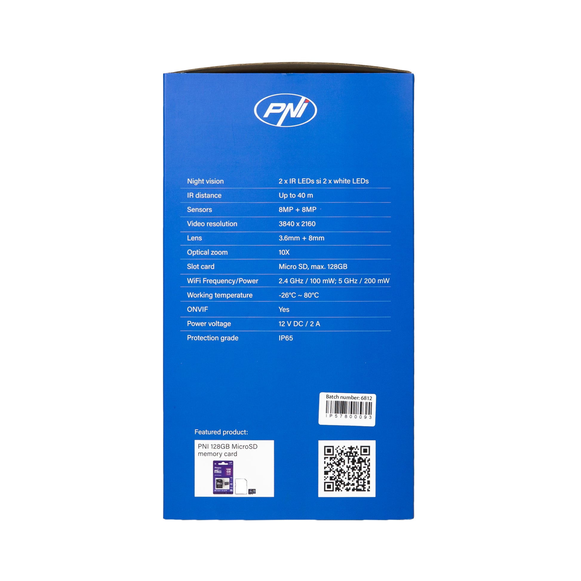 Camera supraveghere video PNI House IP578 cu Wi-Fi, PTZ, dual lens 8MP + 8MP, zoom optic 10X