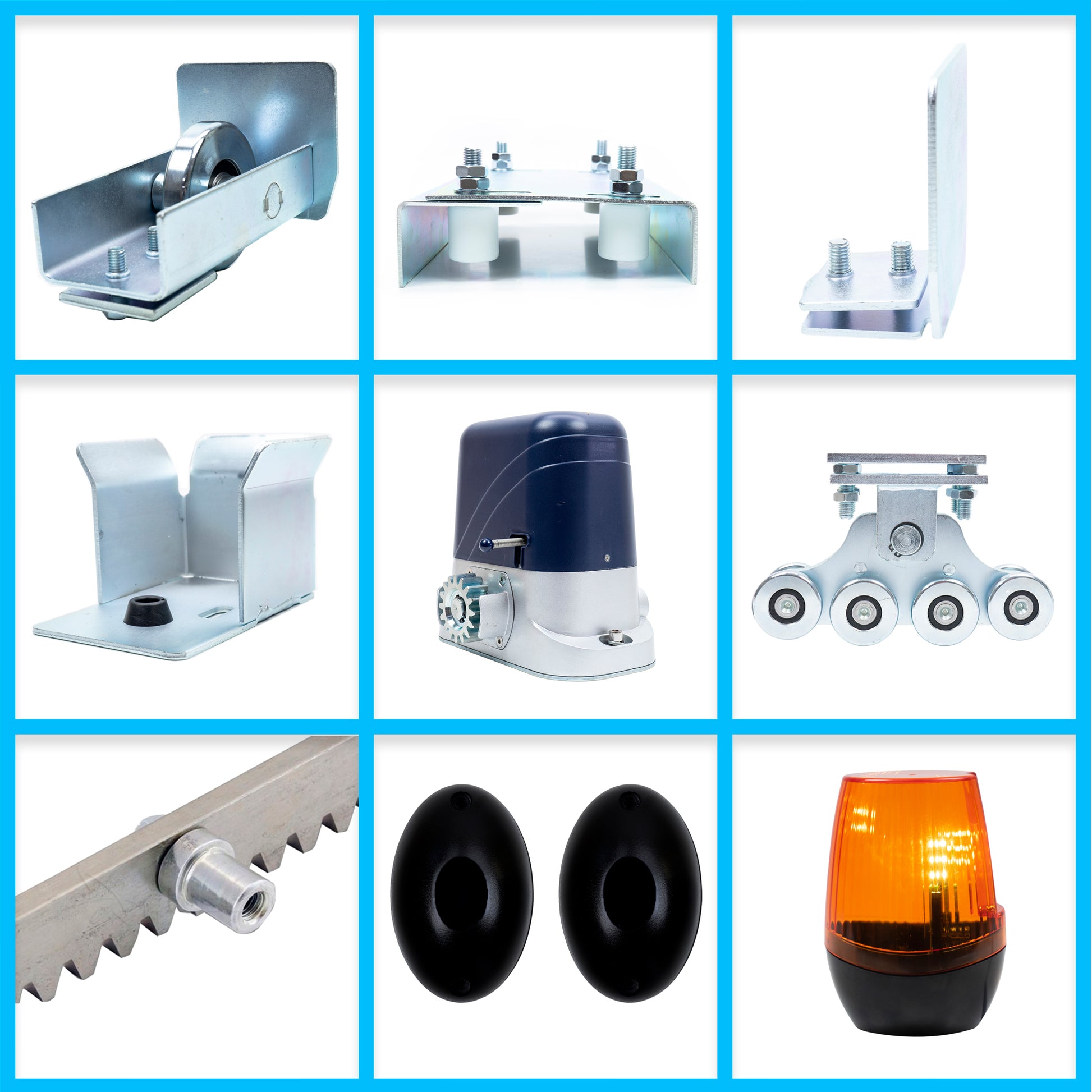 Kit complet automatizare porti autoportante PNI AP800D, motor, roti, fotocelule, telecomanda, lampa, 6 metri cremaliera, 3x2 m sina pentru o deschidere utila de 4-5m, 230V, 1100 N si 800KG poarta culisanta