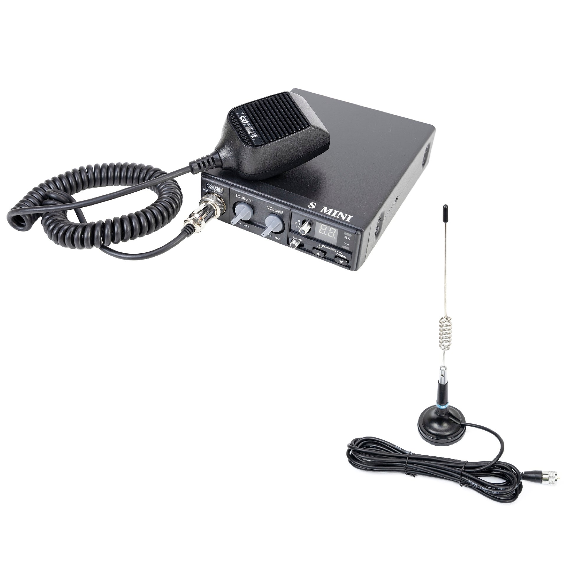 Pachet Statie radio CB CRT S Mini Dual Voltage 12/24V 4W + Antena CB PNI ML29