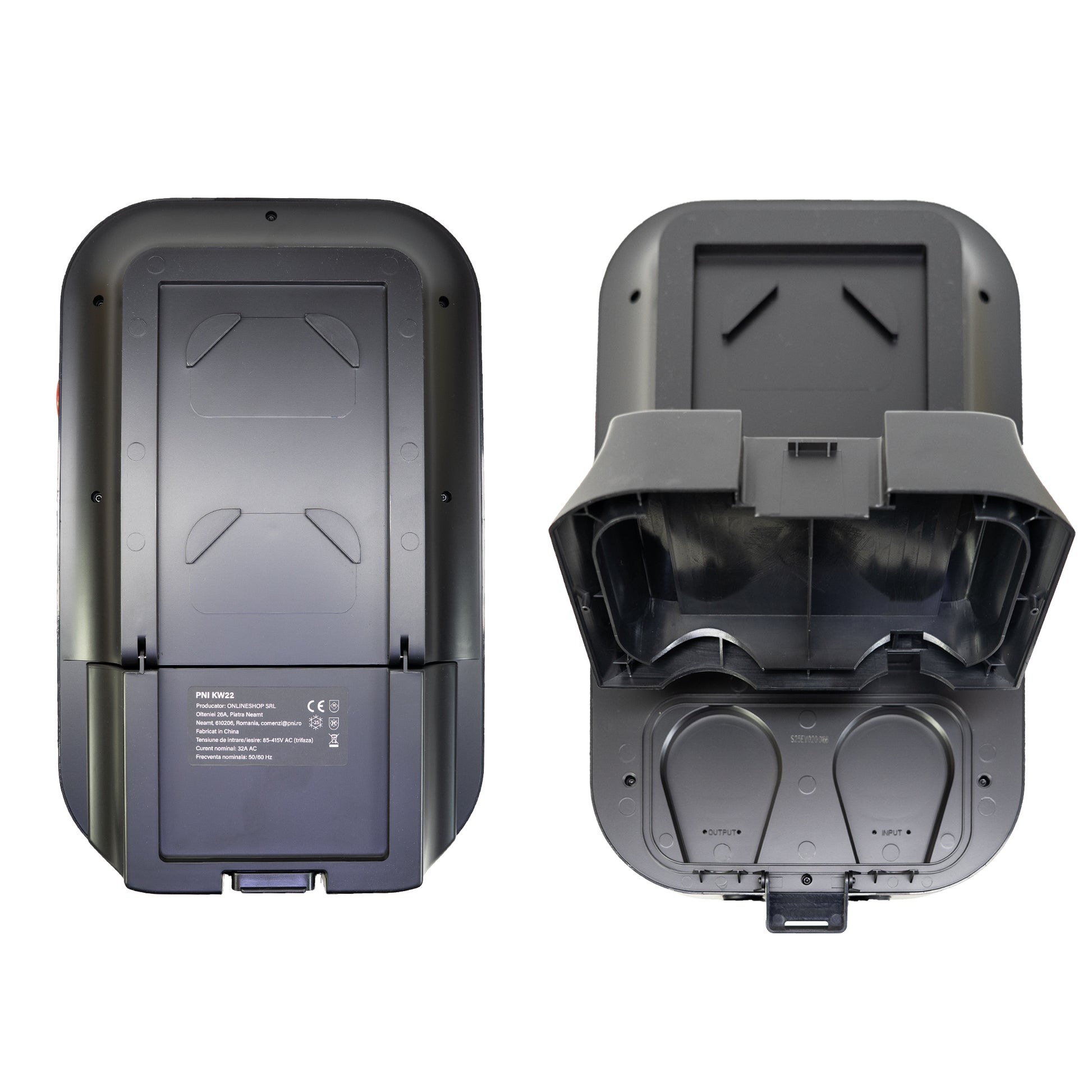 Statie de incarcare PNI KW22 32A, 22KW, pentru masini electrice, 85V - 415V, trifazat, cablu Type 2 cu 7 pini, ecran 3.5 inch, cu Bluetooth, control din aplicatie, activare incarcare prin aplicatie si card RFID, IP55