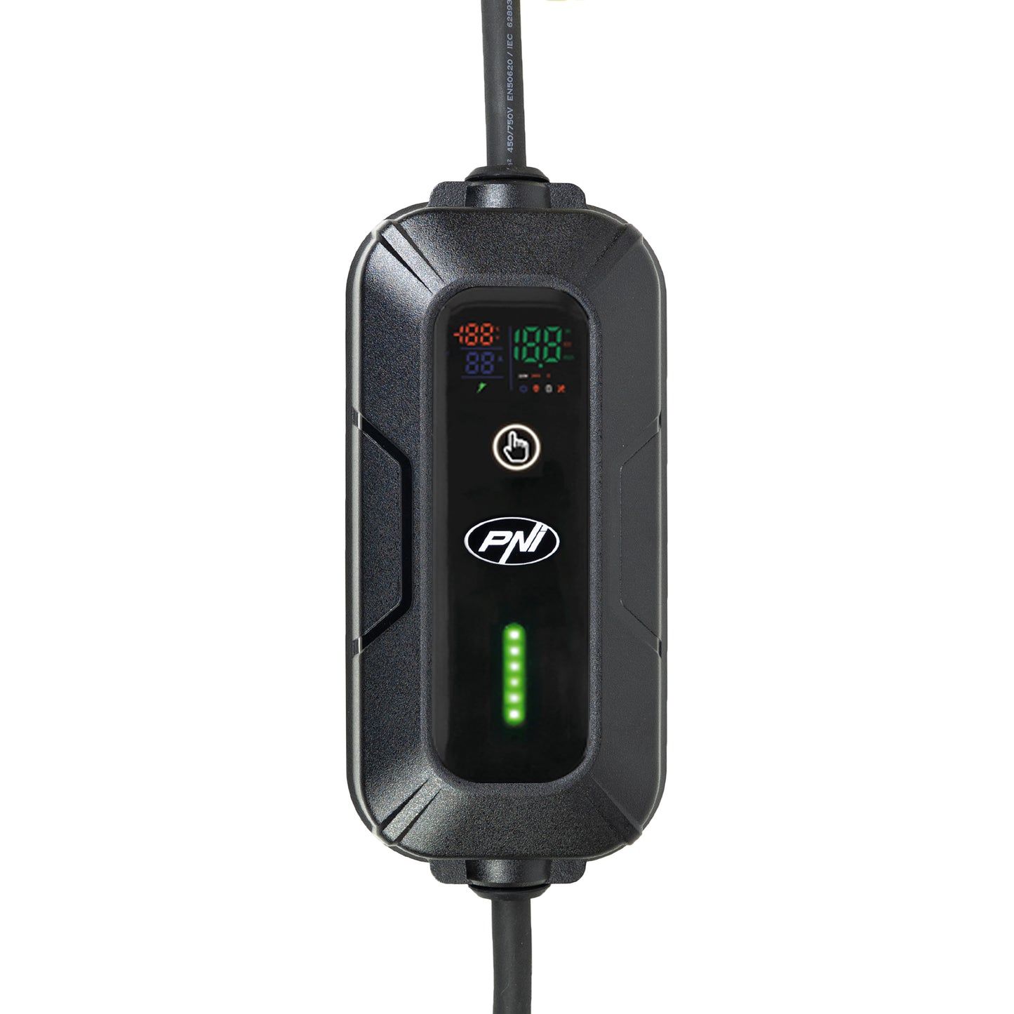 Incarcator portabil PNI KW7 32A, 7.4KW, pentru masini electrice, 230V, monofazat, cablu Type 2 cu conector 5 pini, cu temporizare, IP66