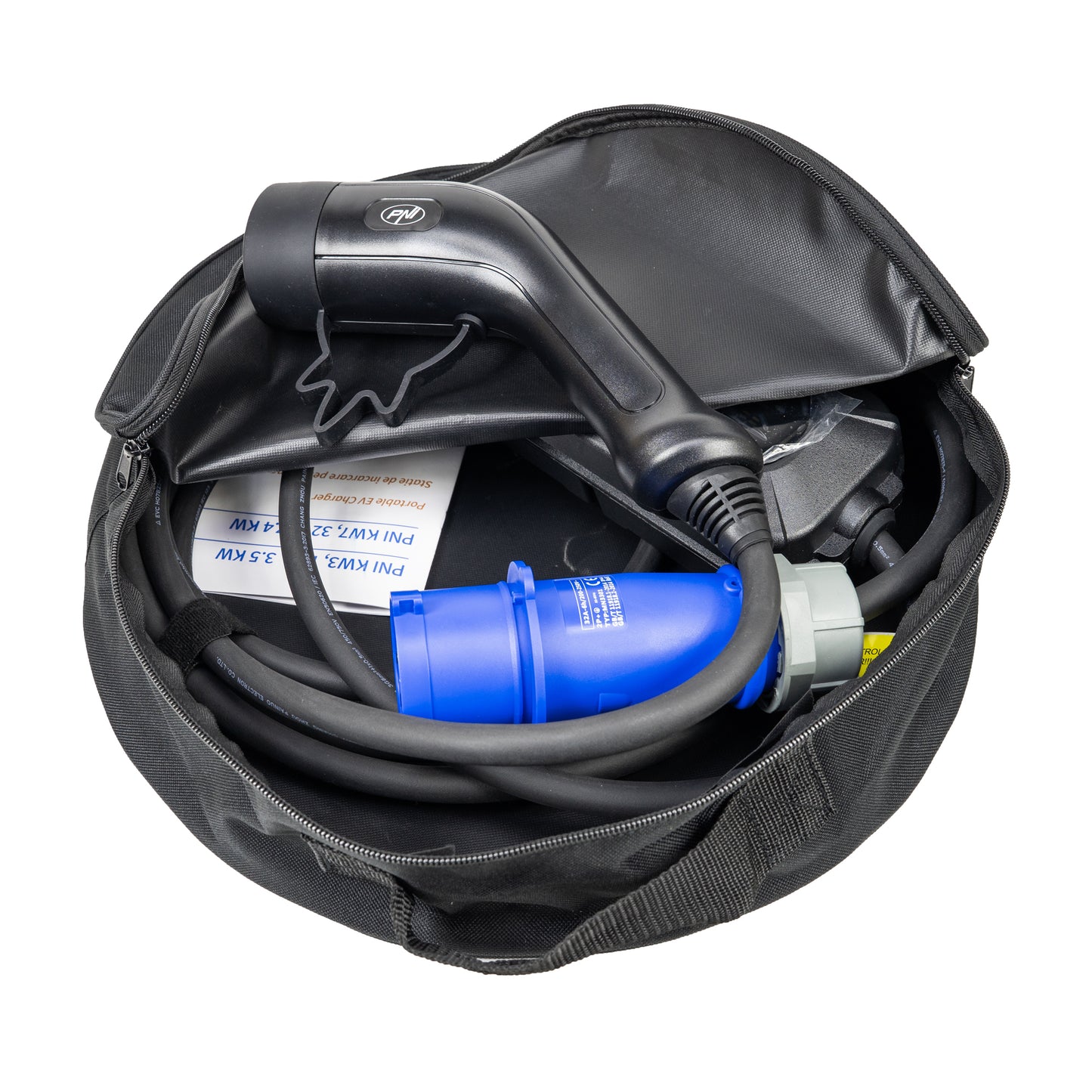 Incarcator portabil PNI KW7 32A, 7.4KW, pentru masini electrice, 230V, monofazat, cablu Type 2 cu conector 5 pini, cu temporizare, IP66