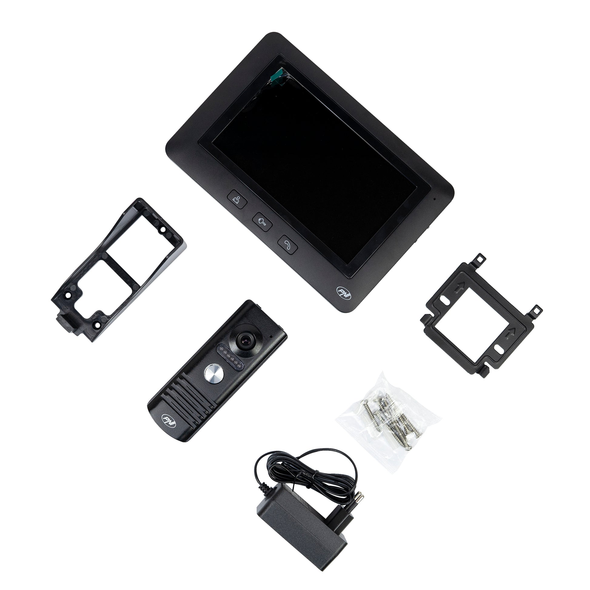 Interfon video PNI DF930 cu 1 monitor, ecran LCD 7 inch, 800x480, iesire yala electromagnetica, negru