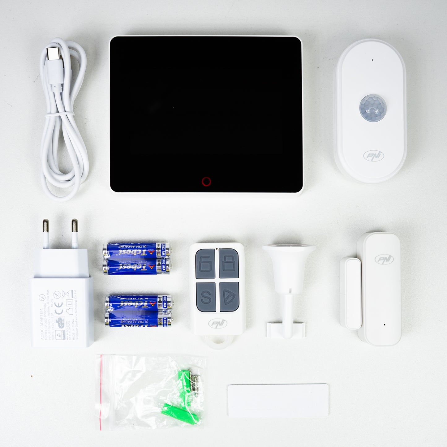Sistem de alarma wireless PNI SafeHouse HS670 WiFi GSM 4G, ecran color tactil, 99 zone wireless, suporta 5 numere de telefon, apel si SMS de alarma, compatibil cu aplicatia Tuya Smart