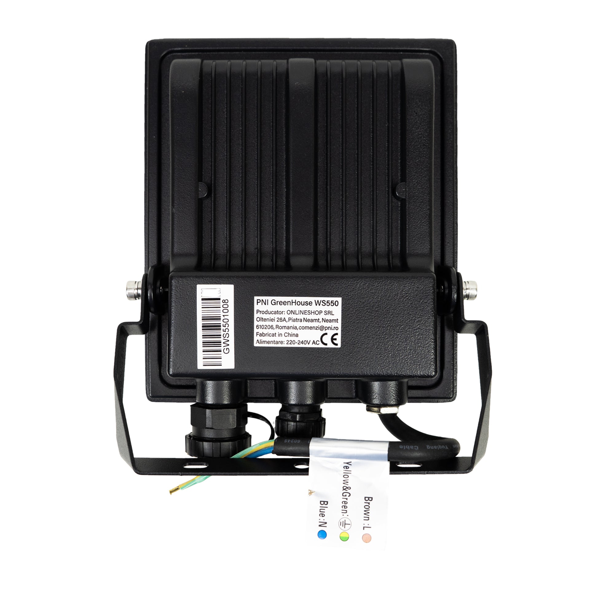 Reflector LED PNI GreenHouse WS550 50W cu senzor de miscare, setare sensibilitate, durata iluminare, 3000K - 6500K, functie dimming, alimentare 230V