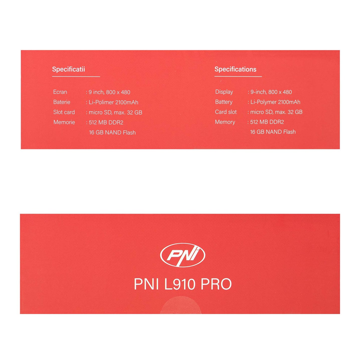 Sistem de navigatie GPS PNI L910 PRO cu parasolar, 9 inch, 800 MHz, 512MB DDR, 16GB memorie interna, FM transmitter, negru