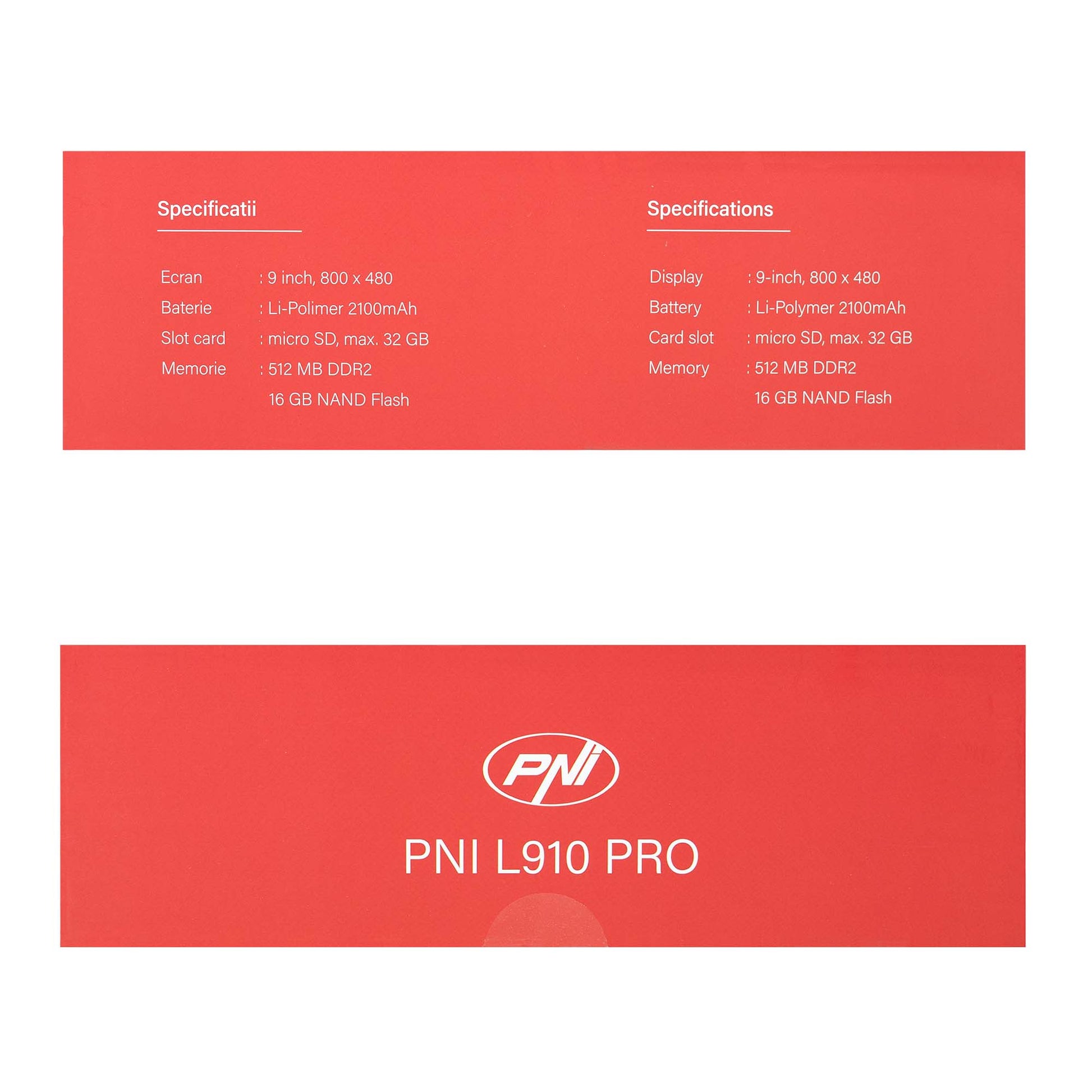 Sistem de navigatie GPS PNI L910 PRO cu parasolar, 9 inch, 800 MHz, 512MB DDR, 16GB memorie interna, FM transmitter, negru