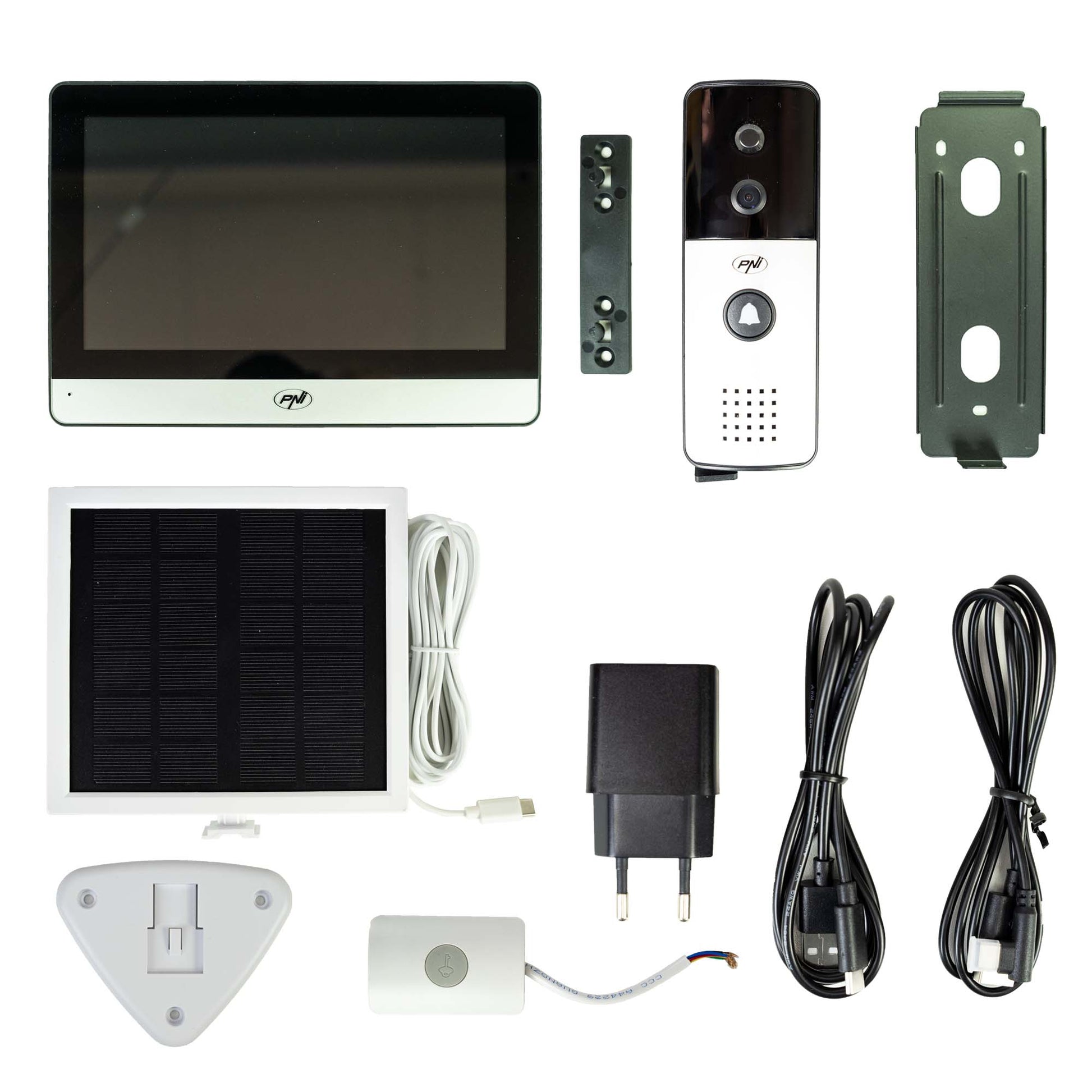 Interfon video inteligent fara fir PNI SafeHome PT770 WiFi, Full HD 1080P, unitate poarta cu panou solar, Tuya Smart, integrare in scenarii si automatizari smart cu alte produse compatibile Tuya, IP55