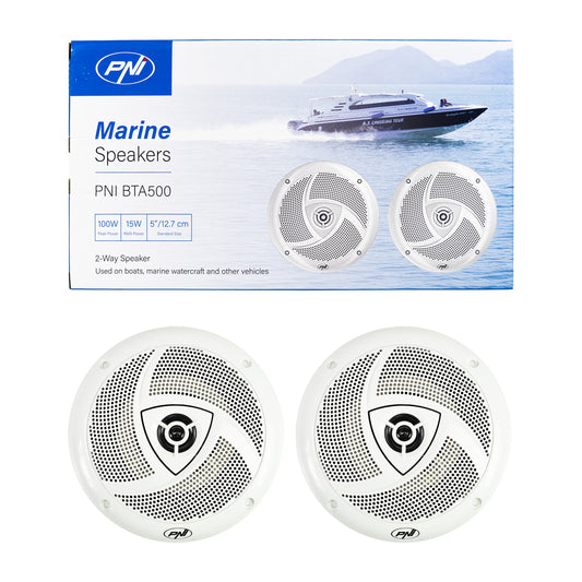 Difuzoare coaxiale pentru barci PNI BTA500 100W, 12.7 cm, set 2 buc