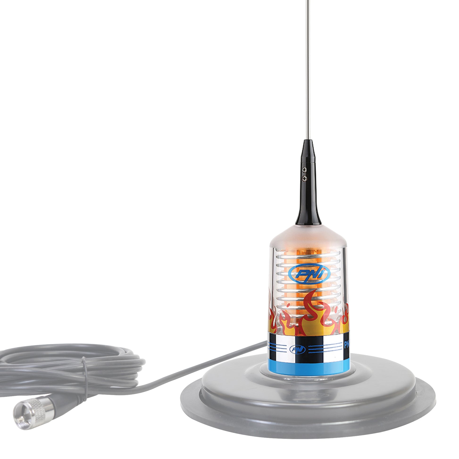 Antena CB PNI TRUCKER 9000 PL cu LED, lungime 140 cm, 26-28MHz, 1000W, fara cablu