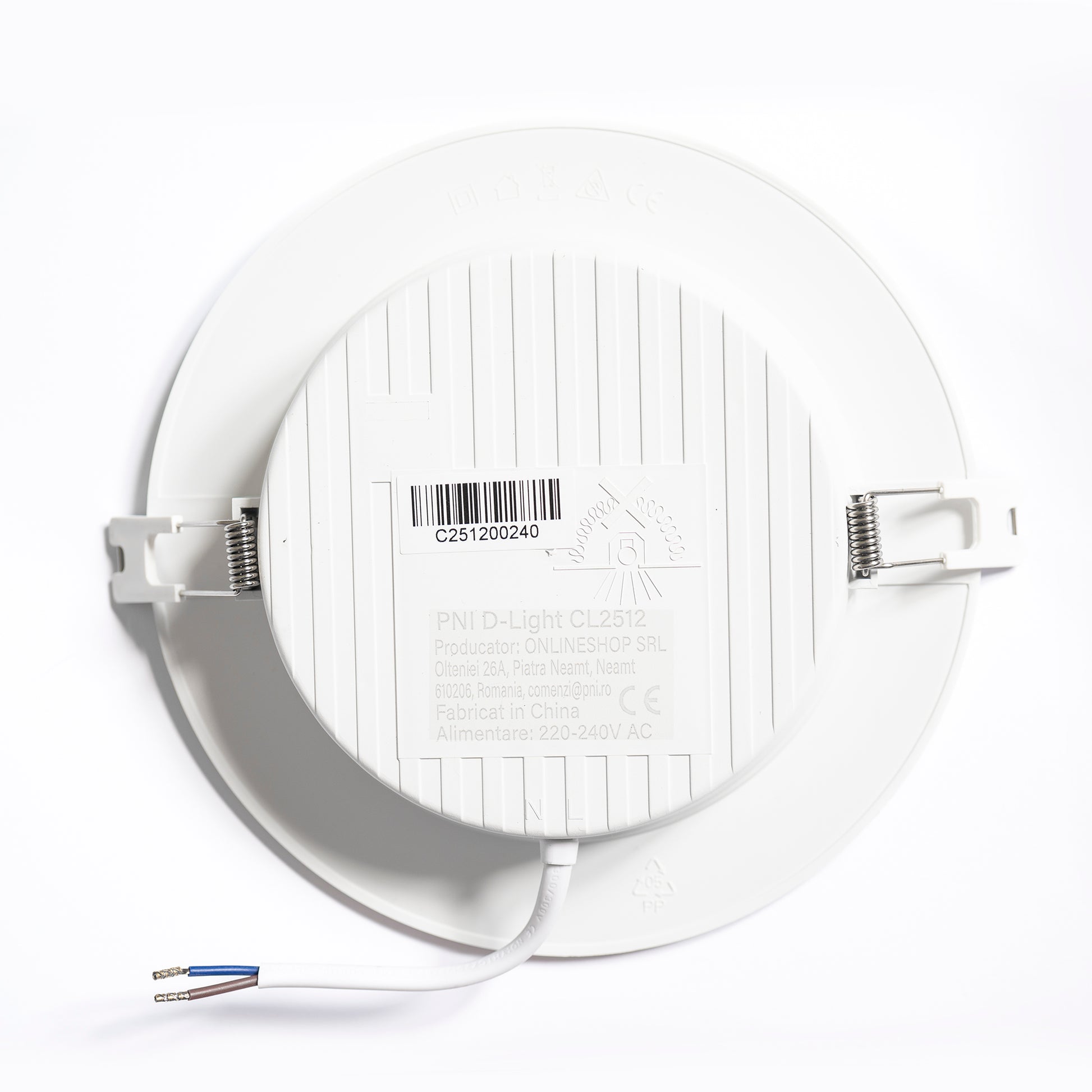 Spot LED PNI D-Light CL2512 12W, incastrabil, rotund 17 cm, 4200K, alimentare 230V, 1320 lm, alb neutru