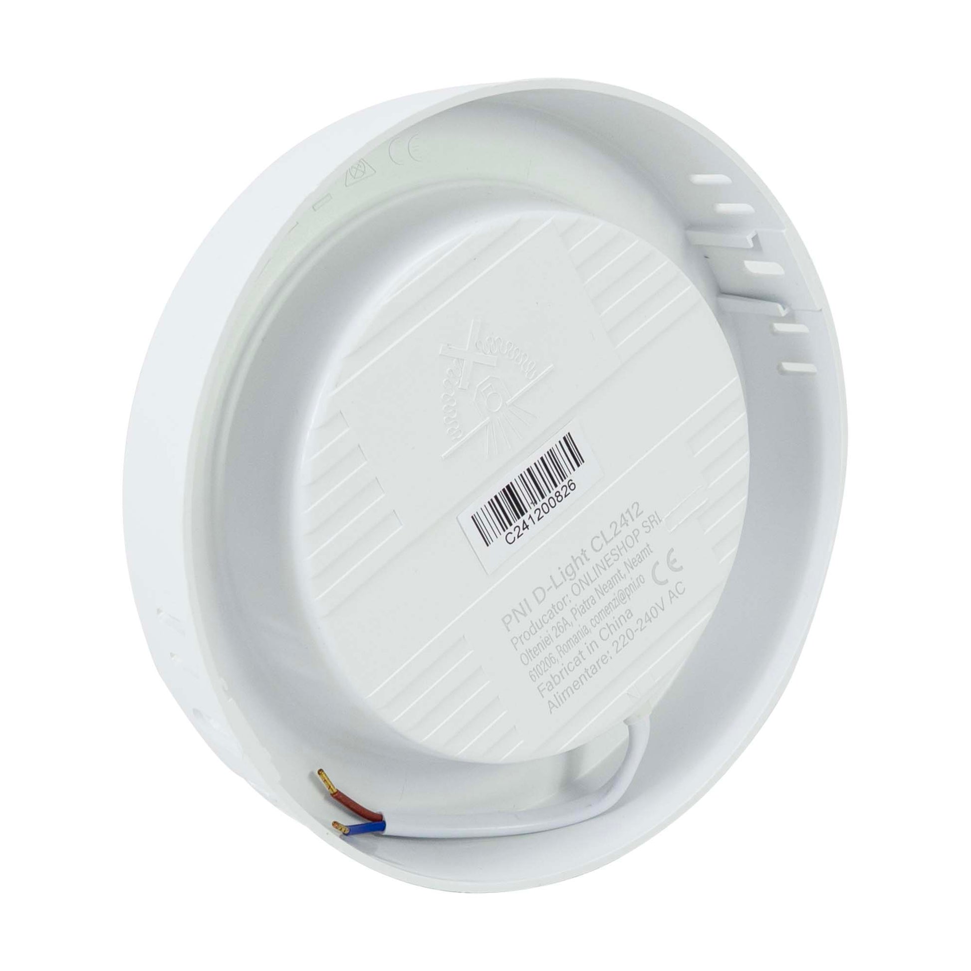 Plafoniera LED PNI D-Light CL2412 12W, rotunda 16.7 cm, 6400K, alimentare 230V, 1320 lm, alb rece